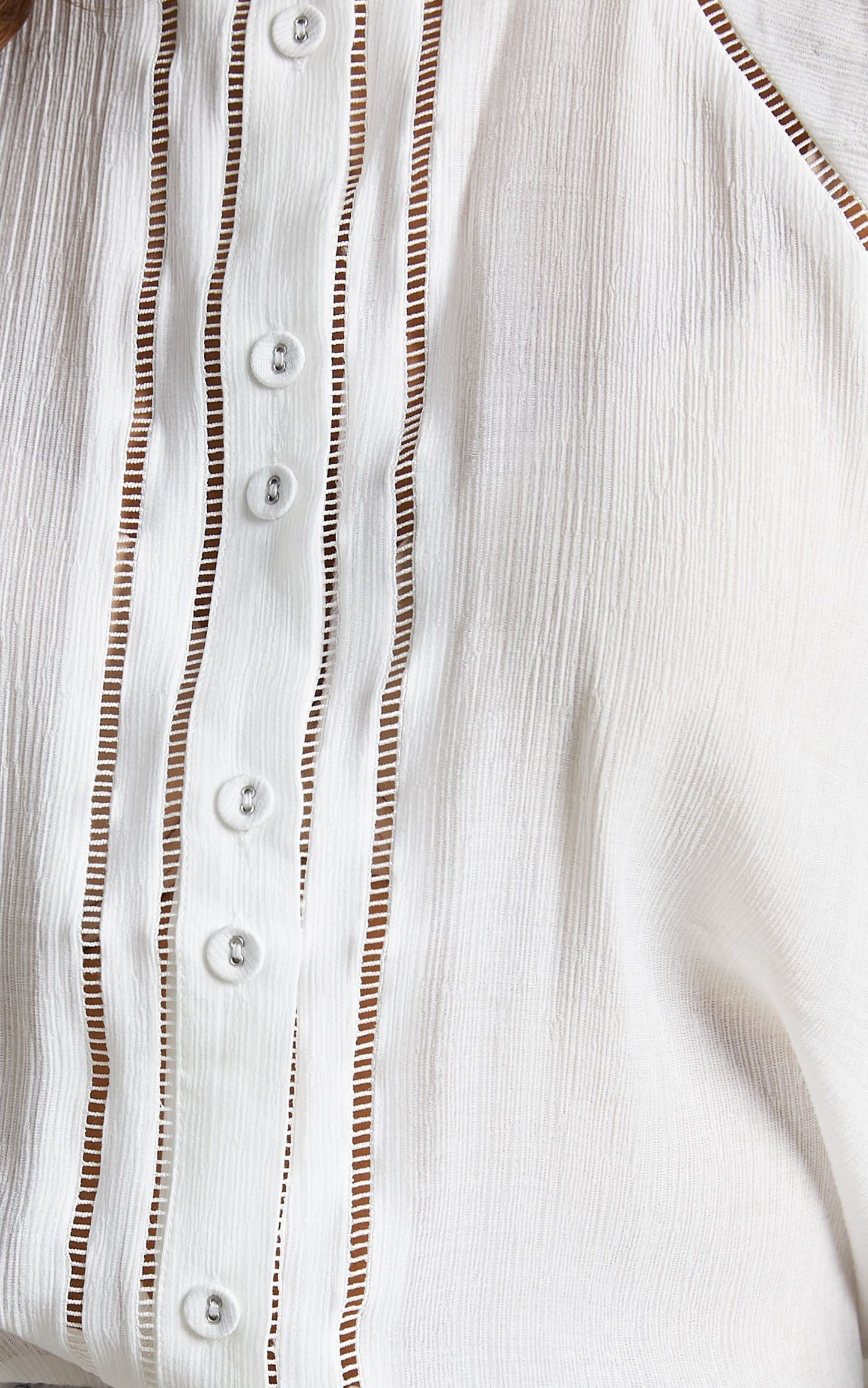 Karmy Ladder Trim Detail Shirt in White