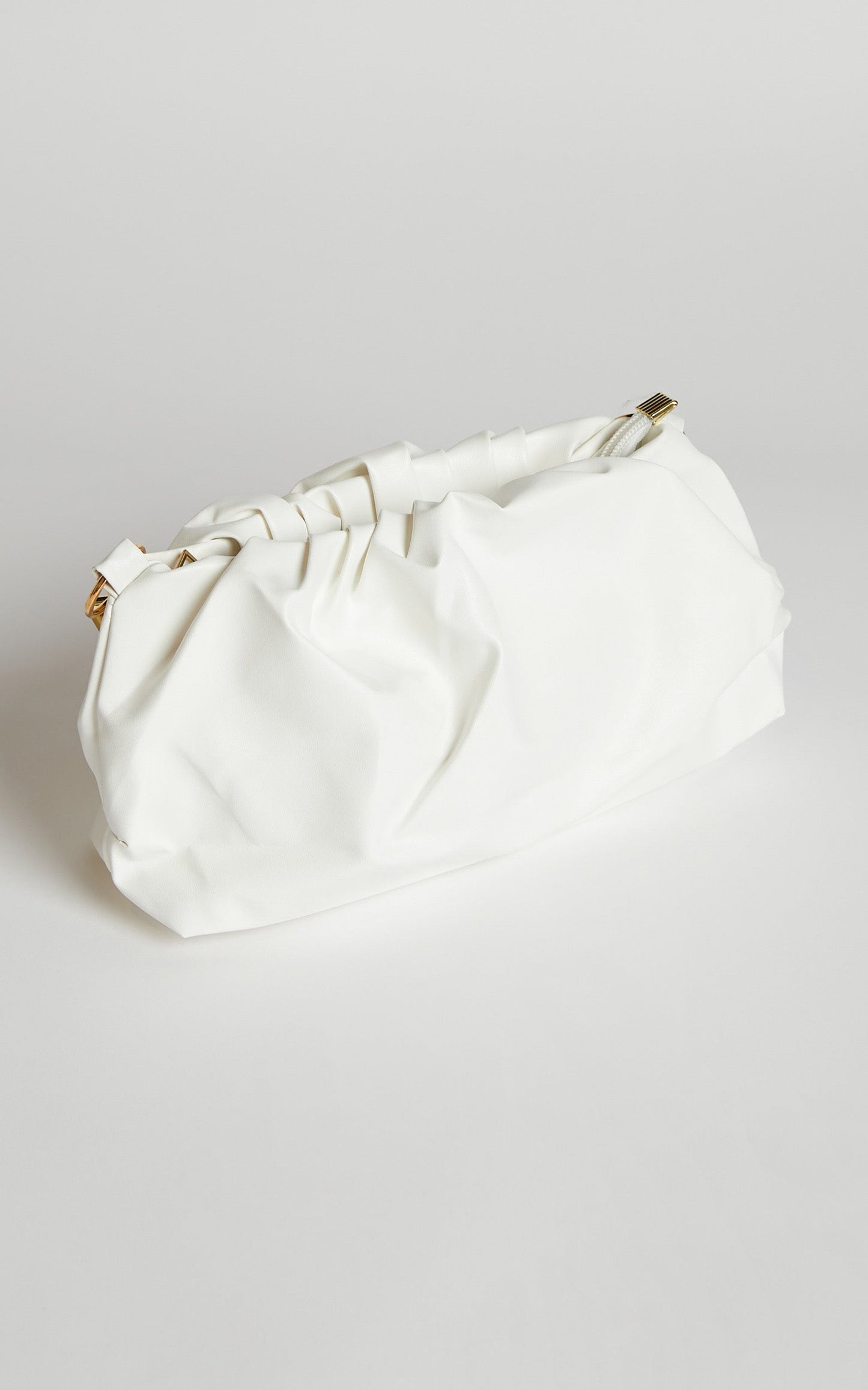 Karyme Gold Chain Strap Pouch Shoulder Bag in White