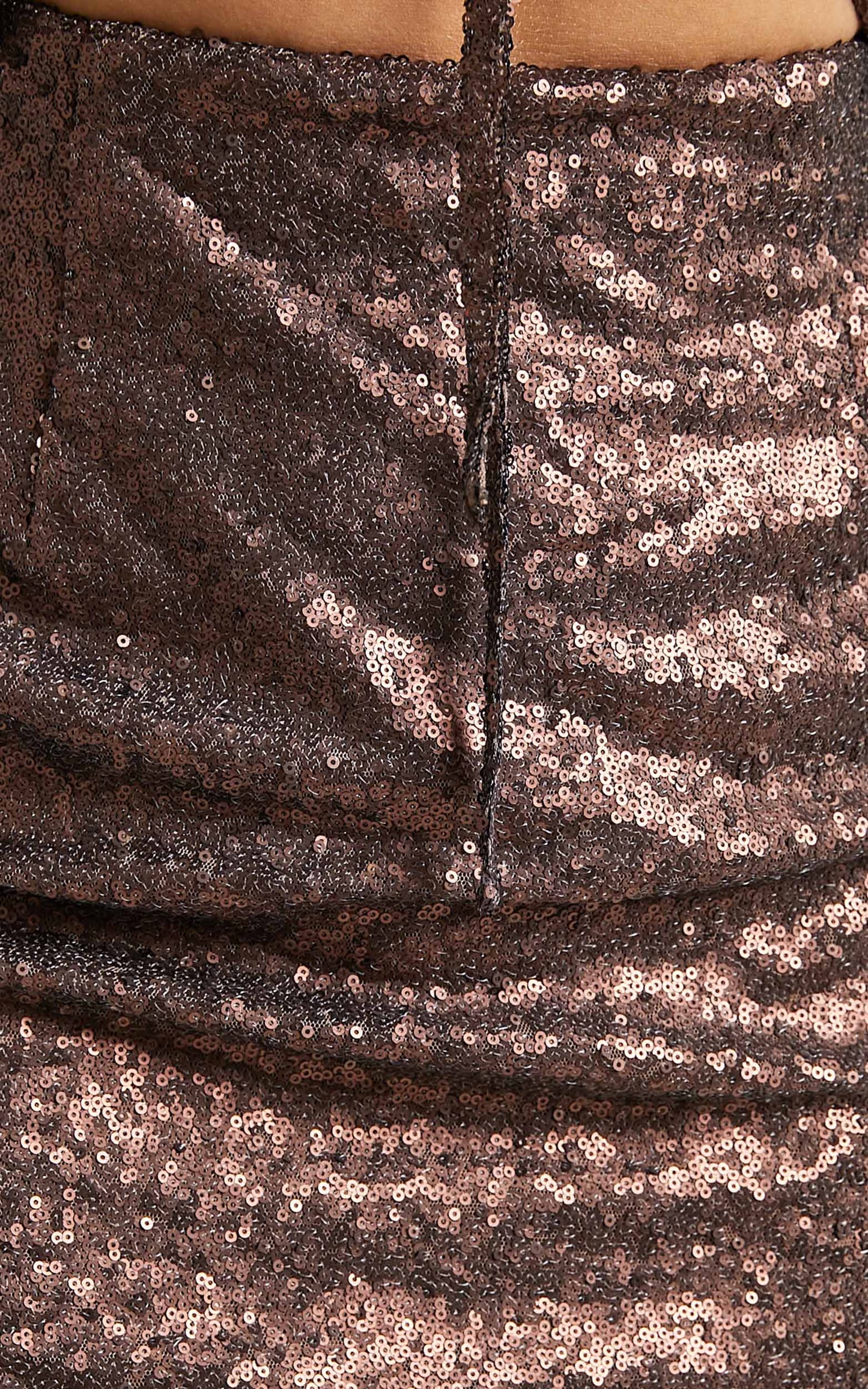 Kat Long Sleeve Bodycon Mini Dress in Chocolate Sequin