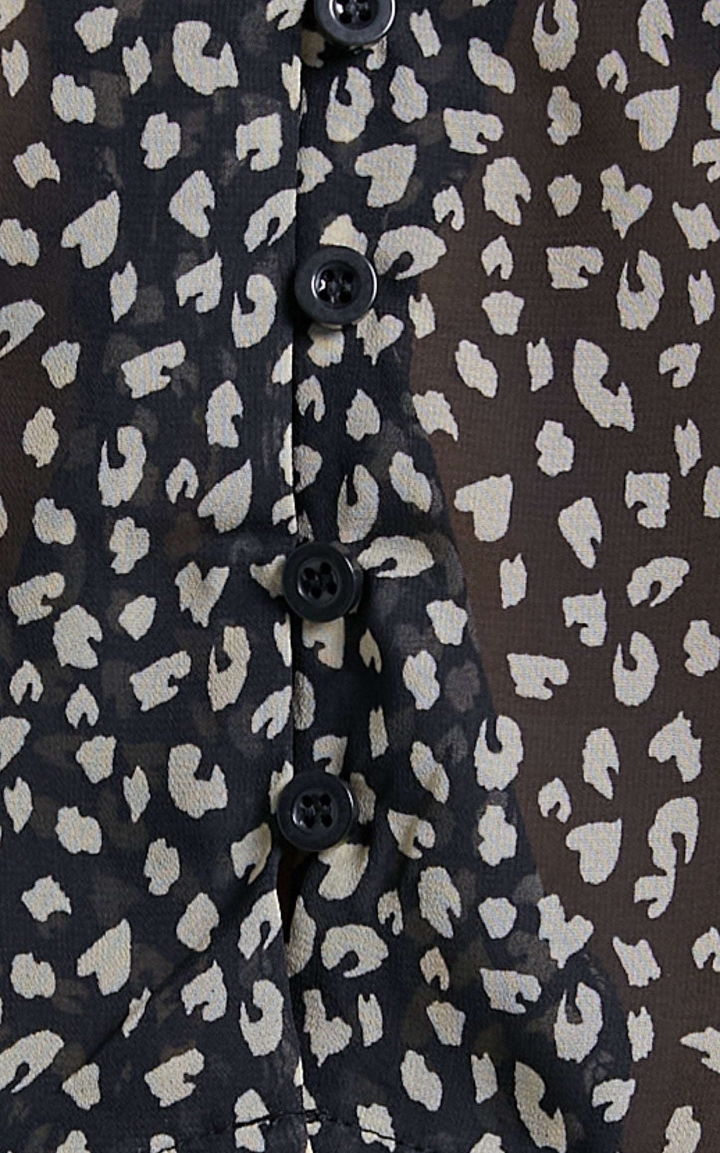 Katleen Leopard Button Through Blouse in Black Print