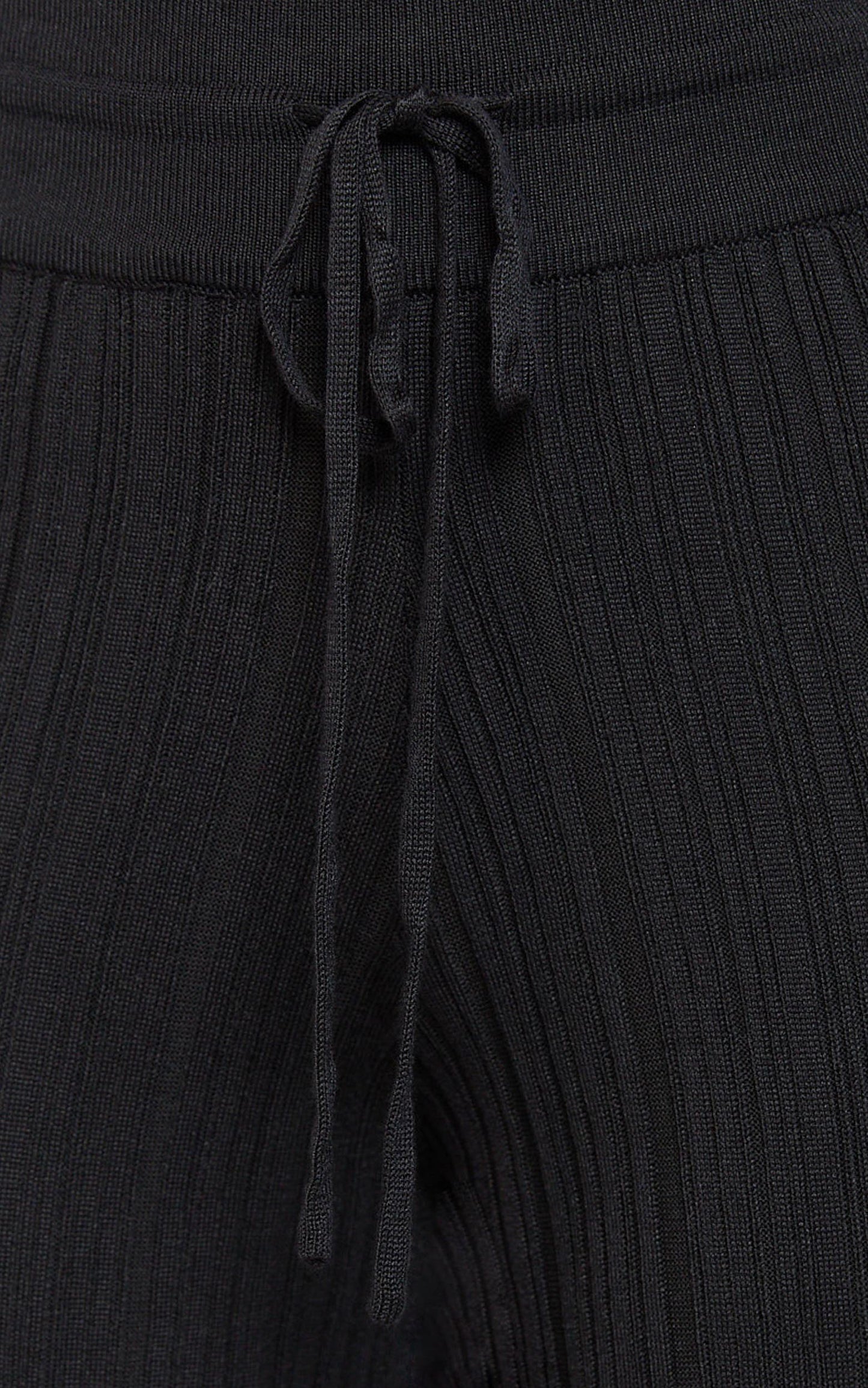 Kelsey Pants - High Drawstring Waist Knit Pants in Black