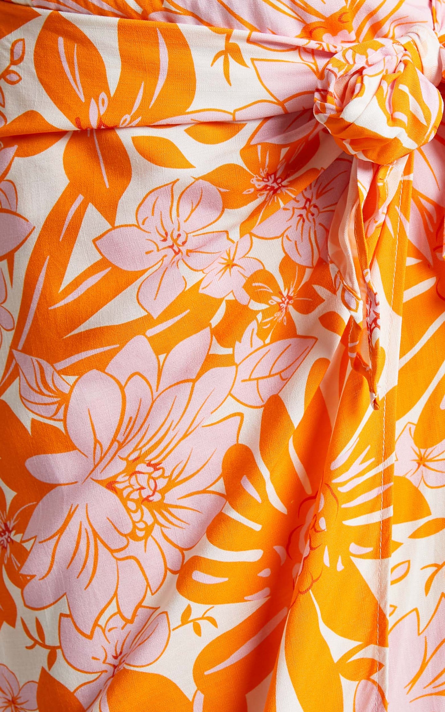 Khalia Midi Dress - Asymmetrical One Shoulder Wrap Dress in Orange Floral