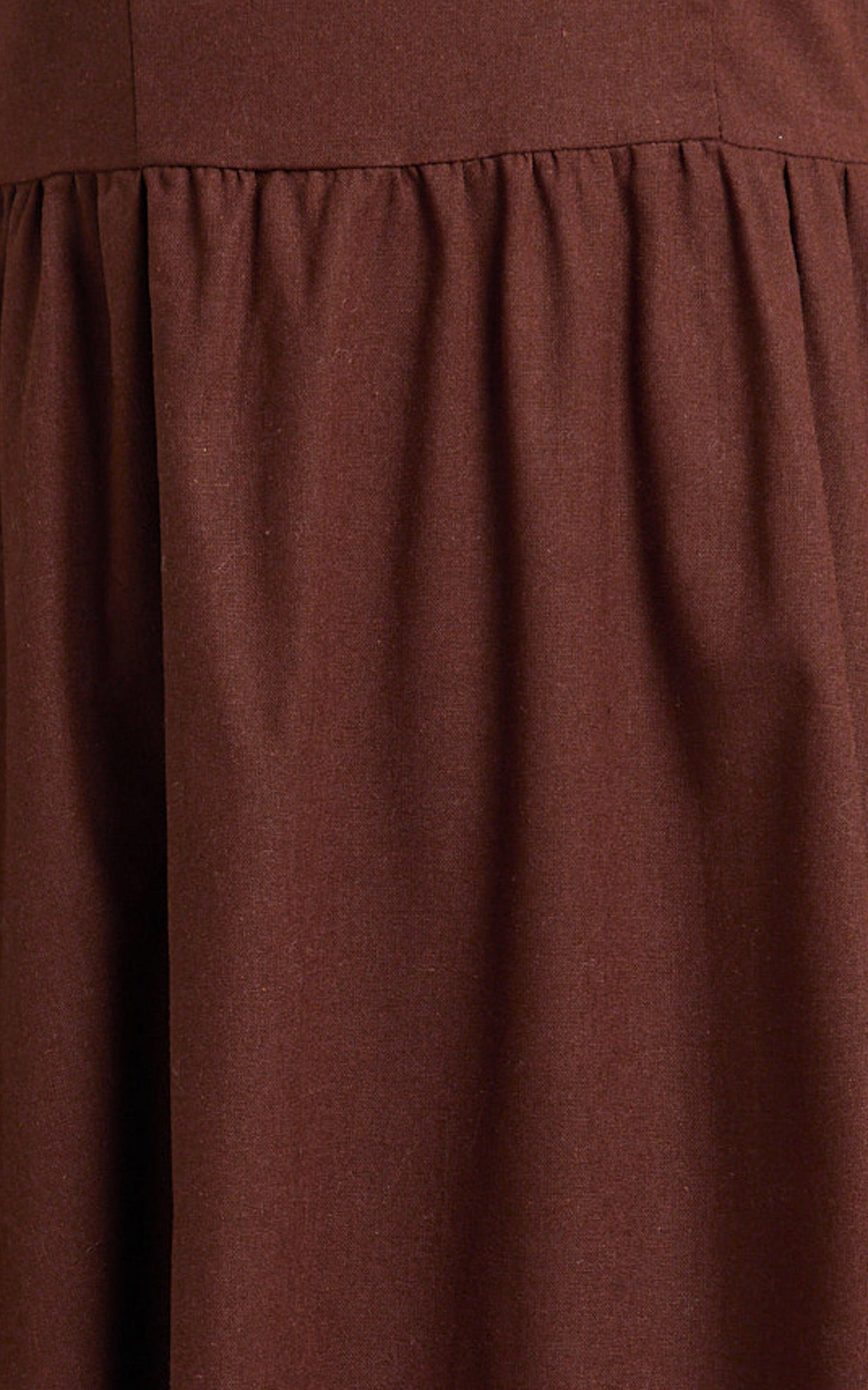 Khari Midi Dress - Linen Look Square A Line Dress in Chocolate