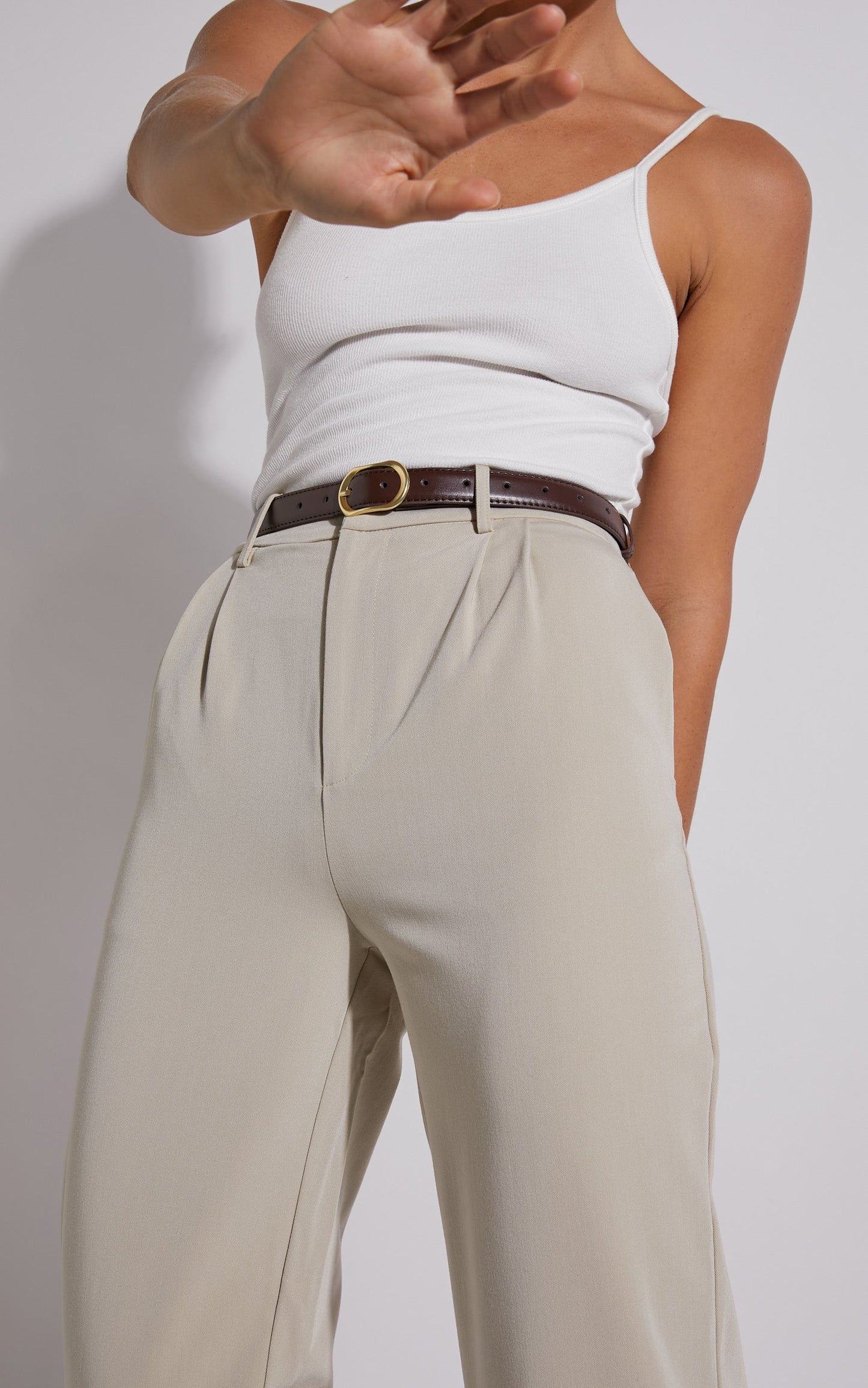 Kristen Rectangle Buckle Belt in Brown