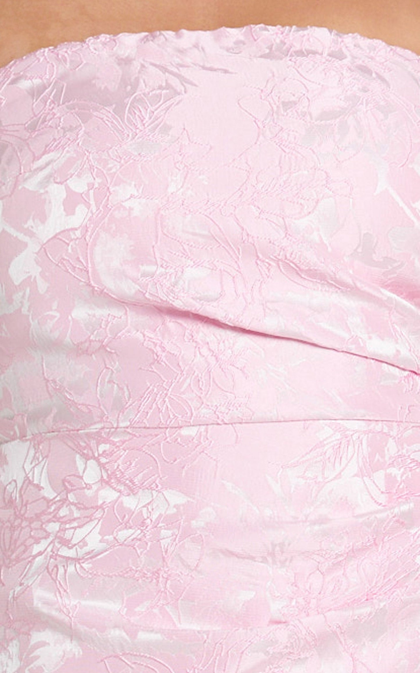 Laila Mini Dress - Jacquard Strapless Fit And Flare Dress in Pink