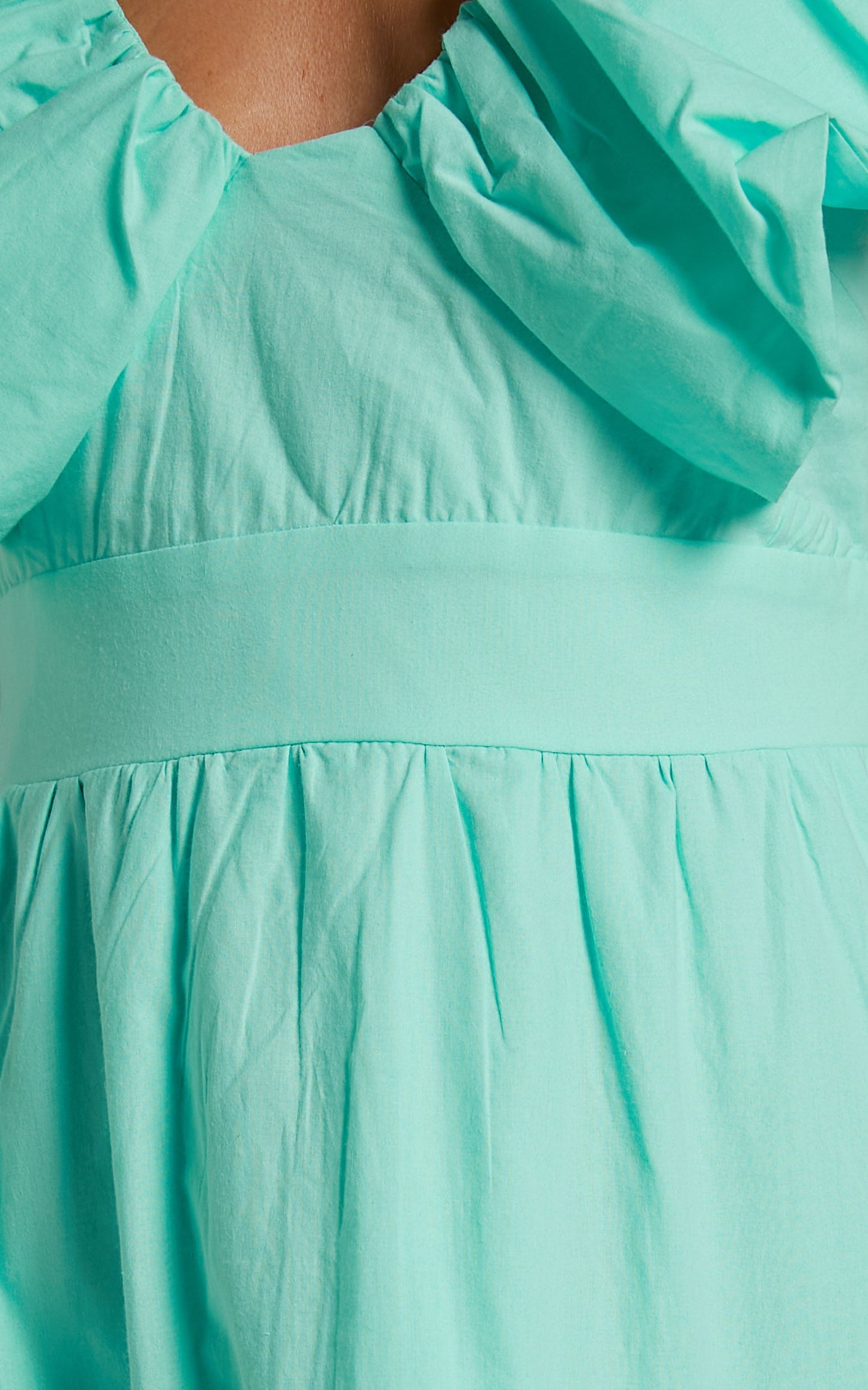 Laurah Midi Dress - Ruffle V Neck Tiered Dress in Mint