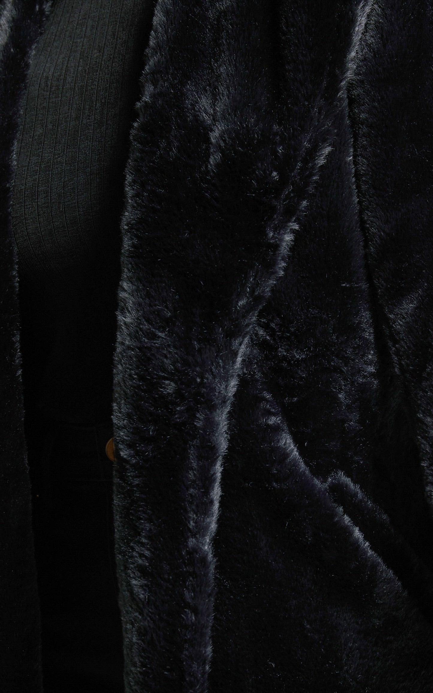 Leaning On You Coat - Faux Fur Coat in Black Faux Fur