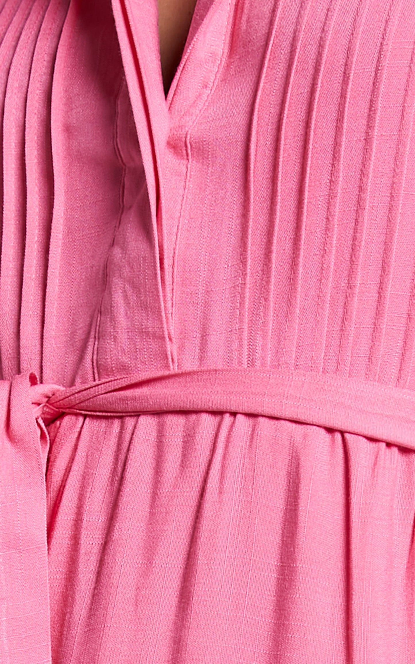 Lenessia Midi Dress - Puff Sleeve Collared Smock Dress in Hot Pink