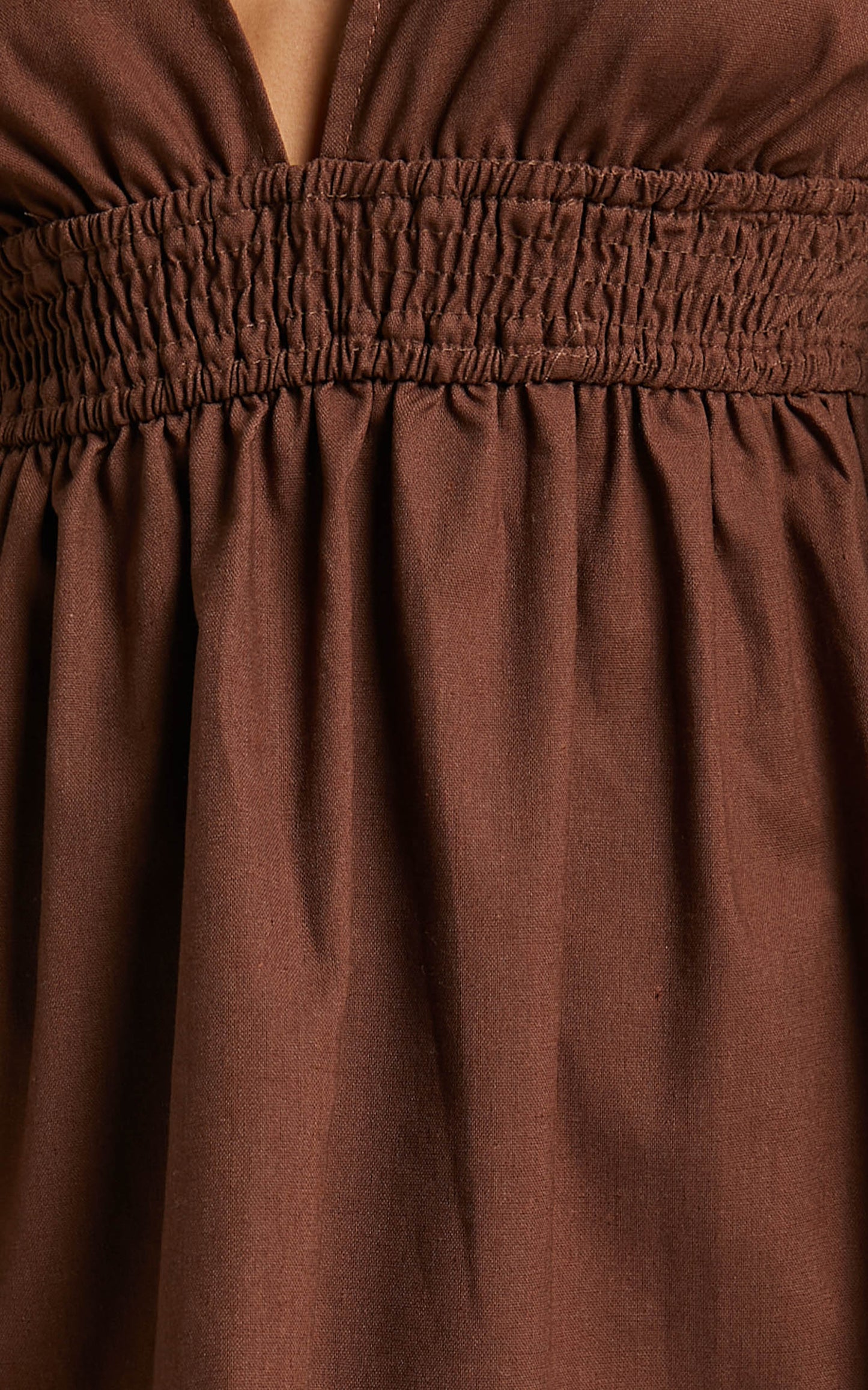 Lheya Mini Dress - Long Sleeve Plunge Neckline A Line Dress in Beige