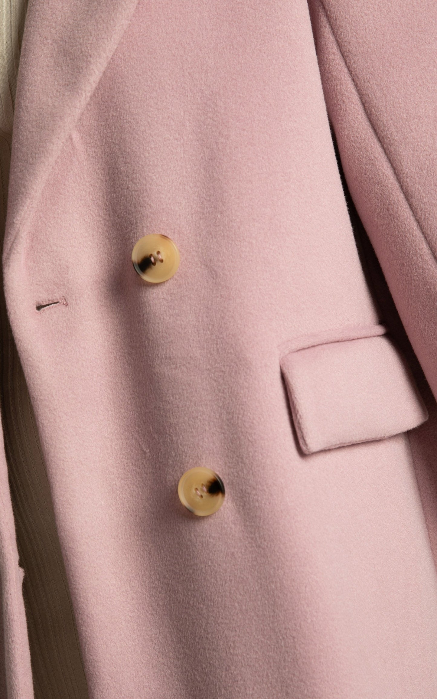 Libee Coat - Double Breasted Longline Coat in Dusty Pink