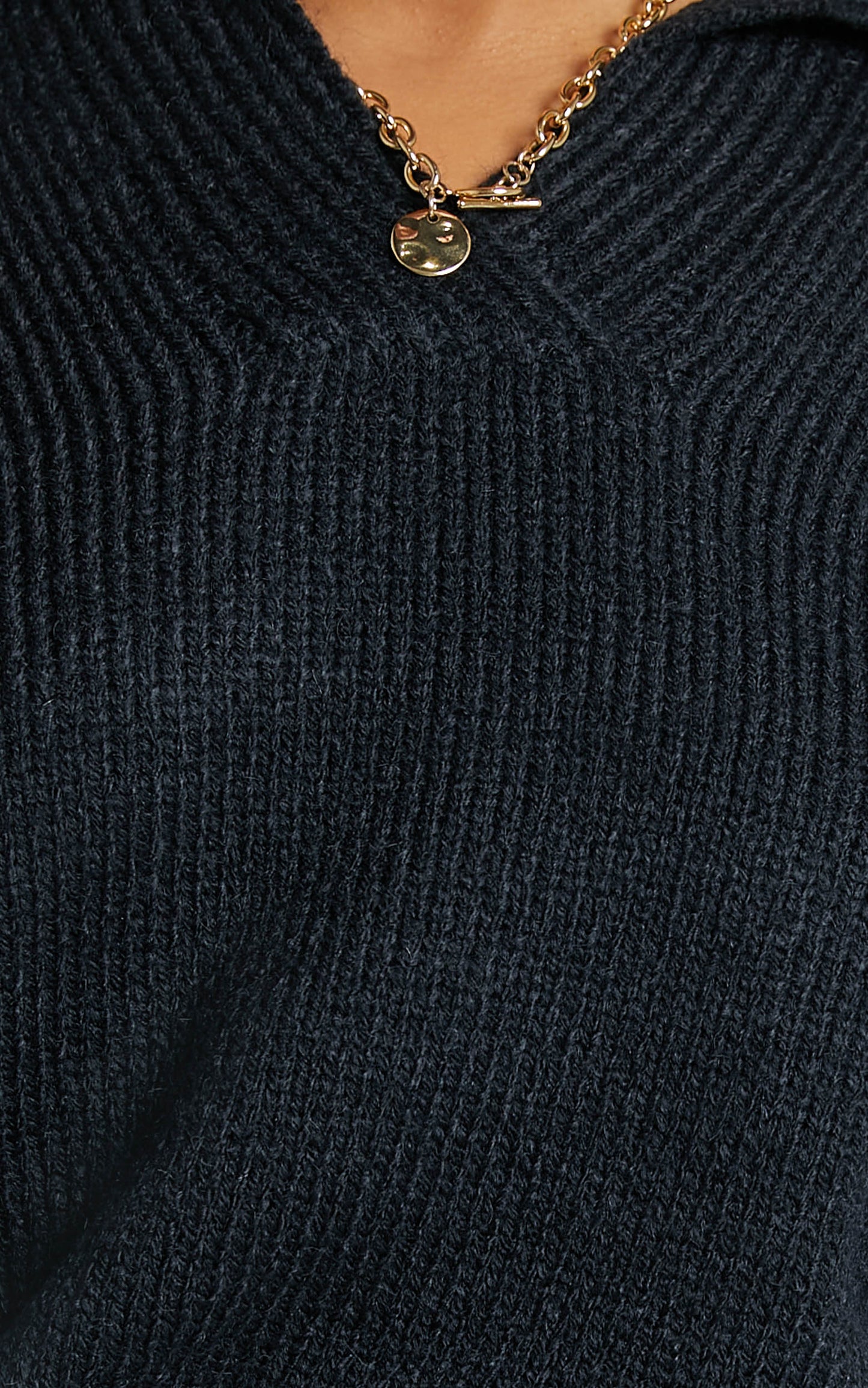 Lila Collared Knit Jumper in Black