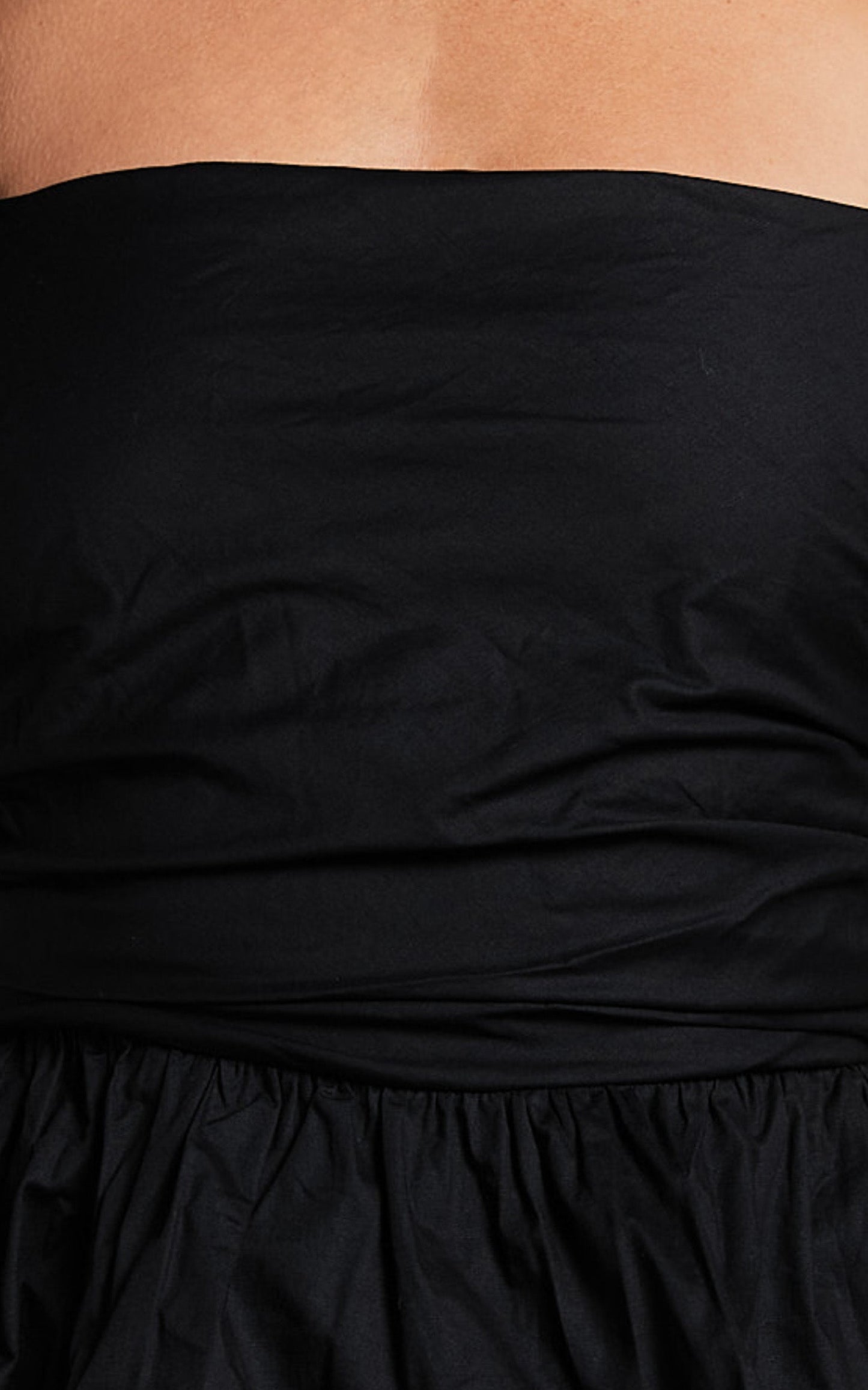 Linda Top - Short Puff Sleeve Peplum in Black