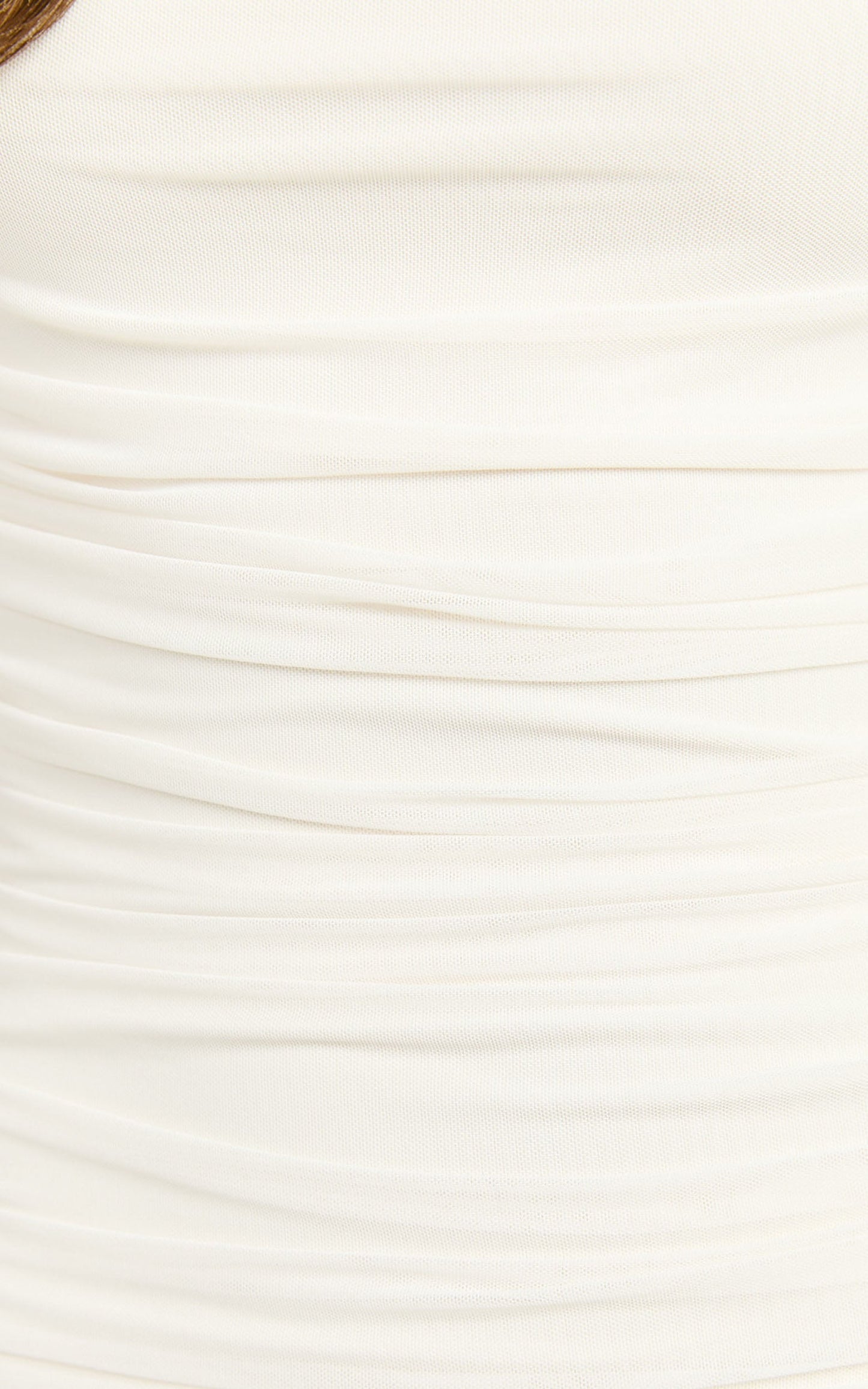 Lupita Mini Dress - Ruched Square Neck Mini Dress in Cream