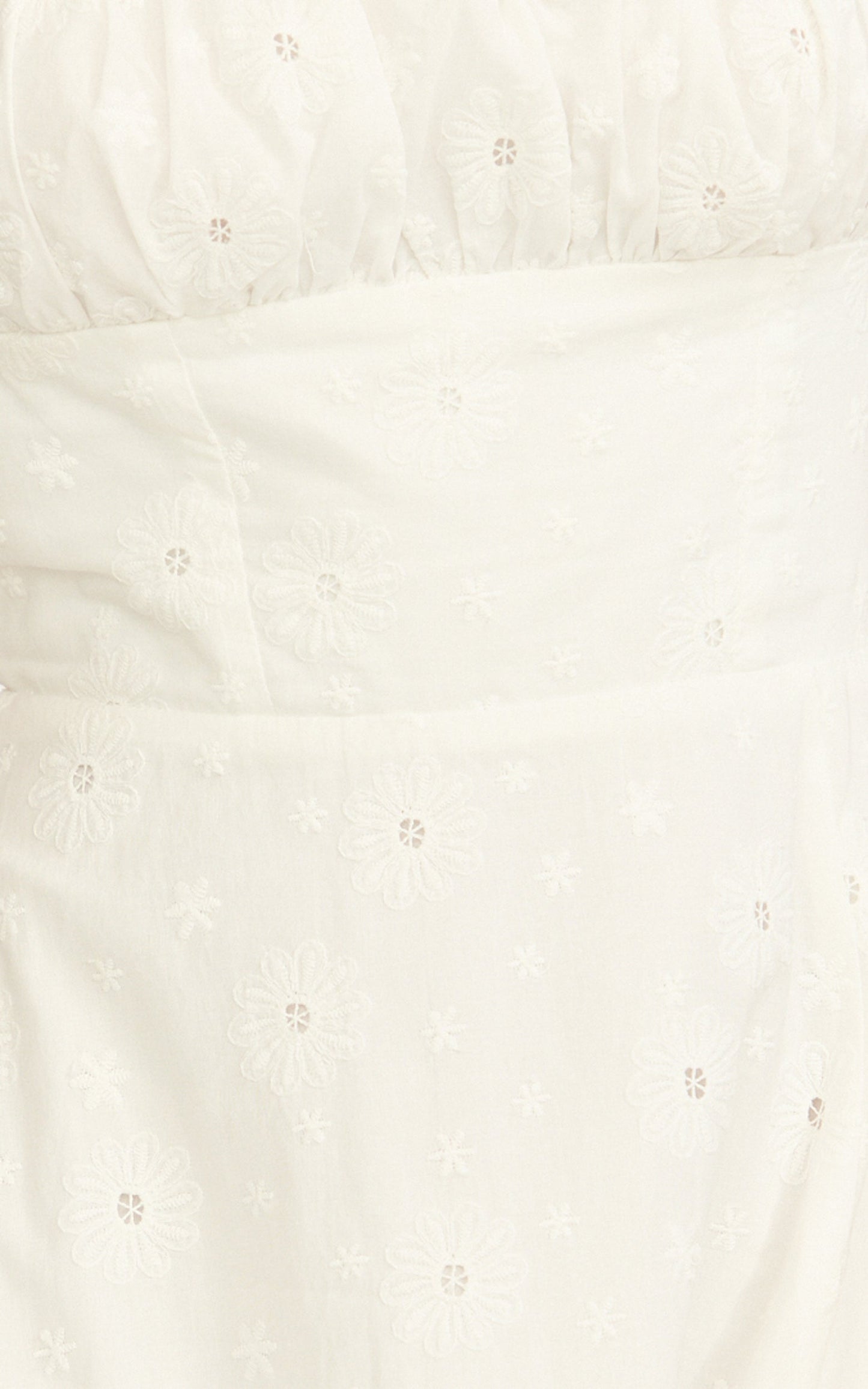 Lyra Midi Dress - Broderie Ruched Bust Halter Neck Dress in White