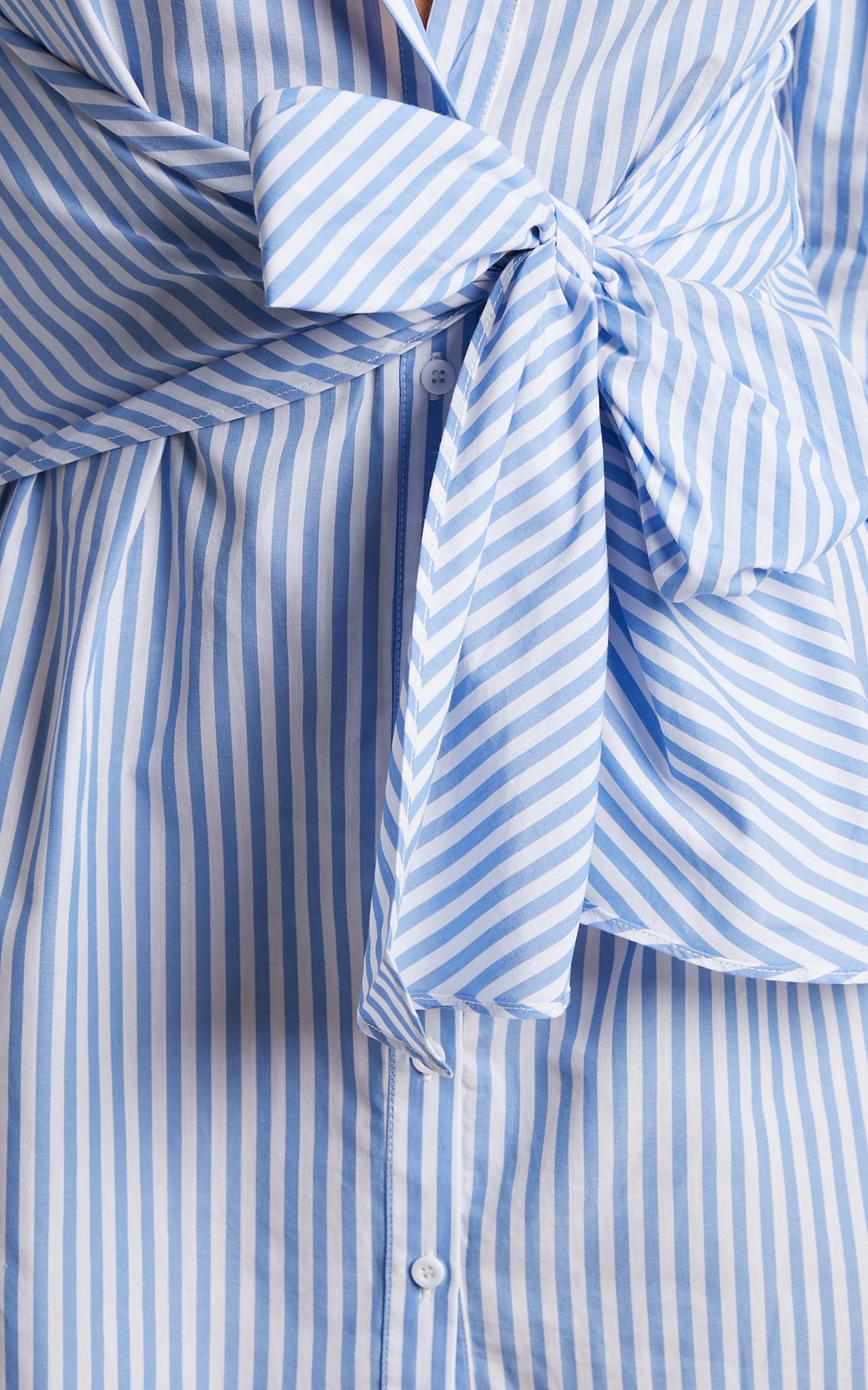 Macie Mini Dress - Tie Front Shirt Dress in Blue