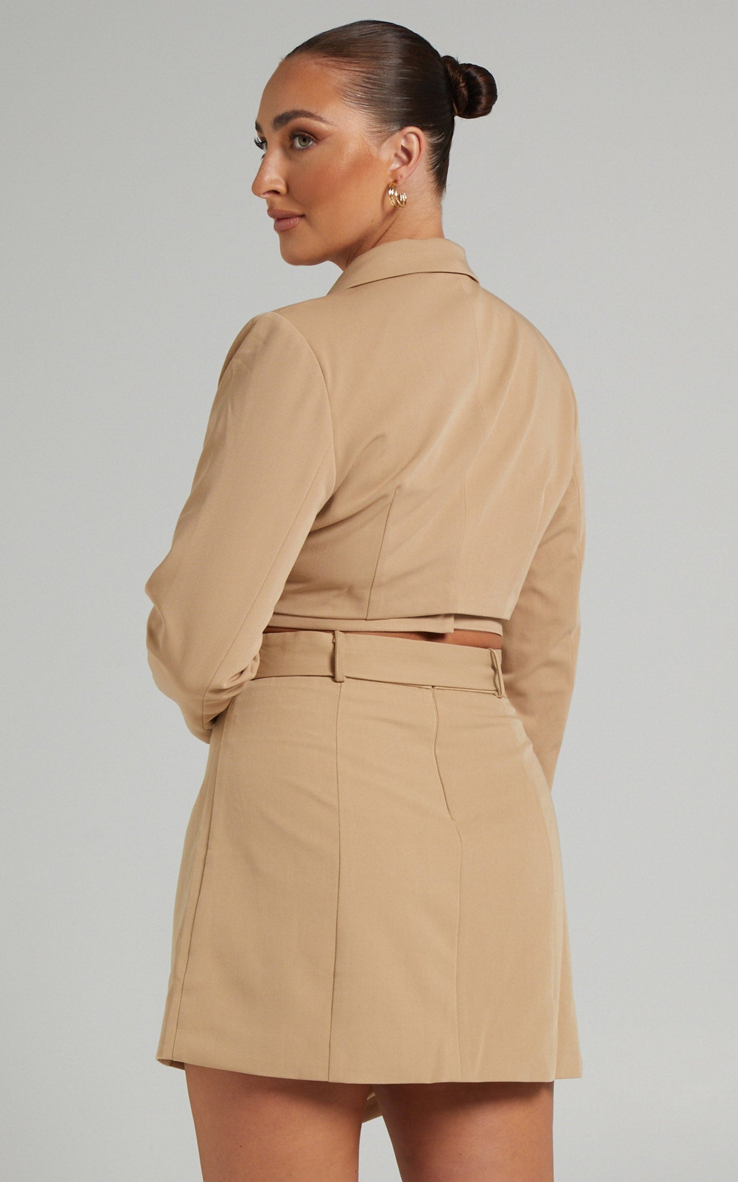Valeria Mini Skirt - Asymmetric Skirt in Camel