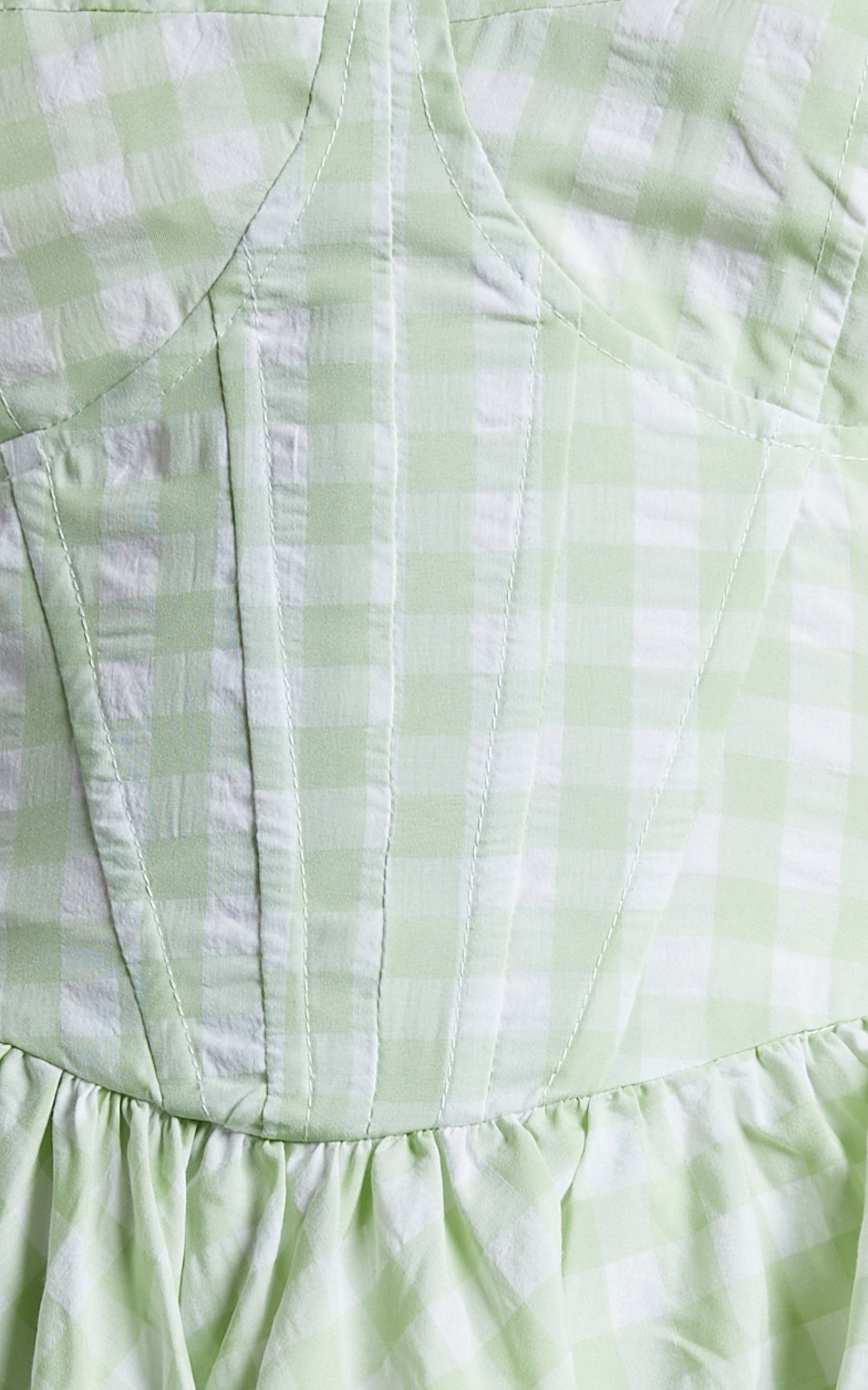 Madelyn Mini Dress - Fit and Flare Corset Dress in Mint Green Gingham