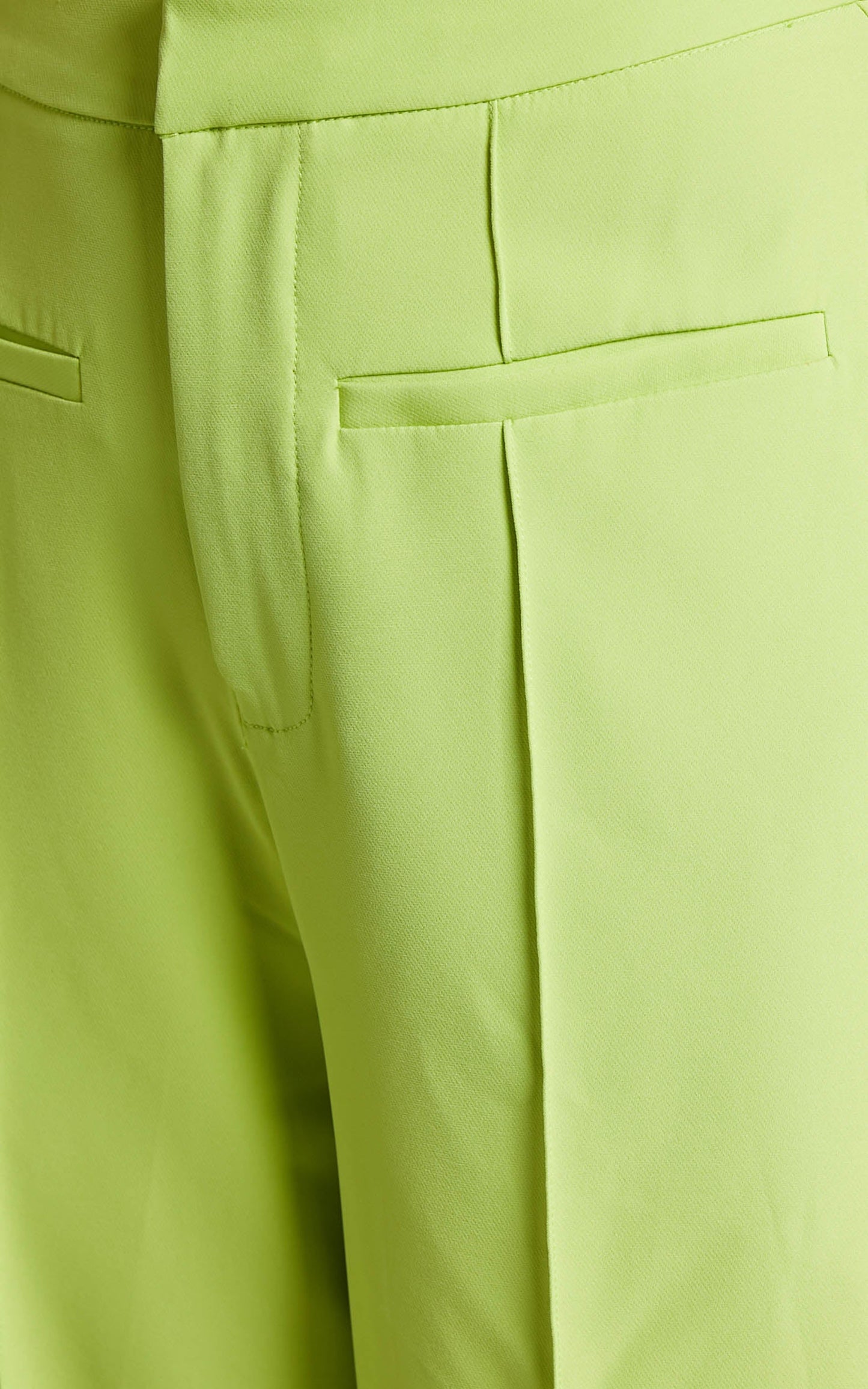 Maida Two Piece Set - V Front Crop Top and Wide Leg Pants Set in Lime