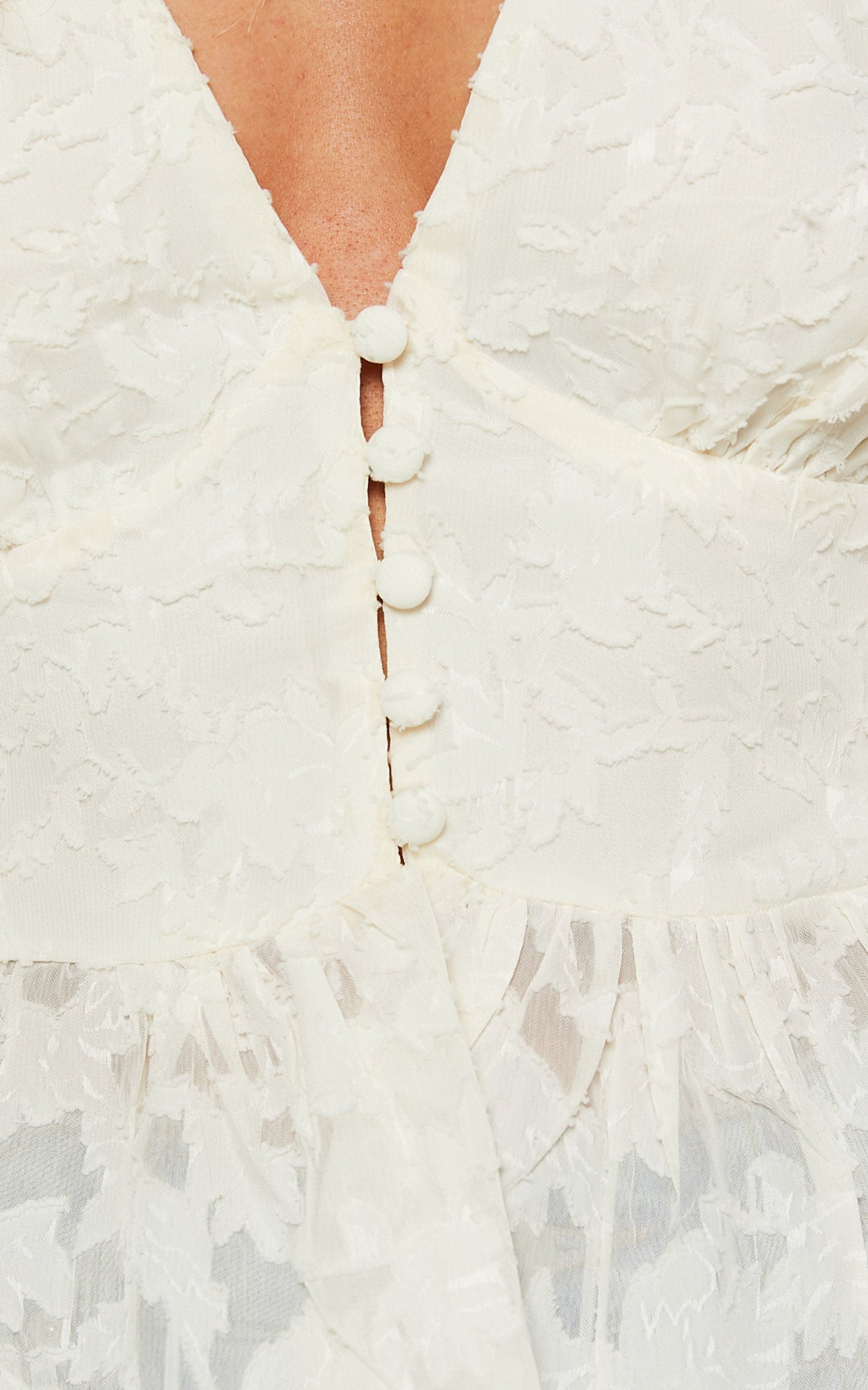 Makayla Top - Long Sleeve Peplum Blouse in Cream