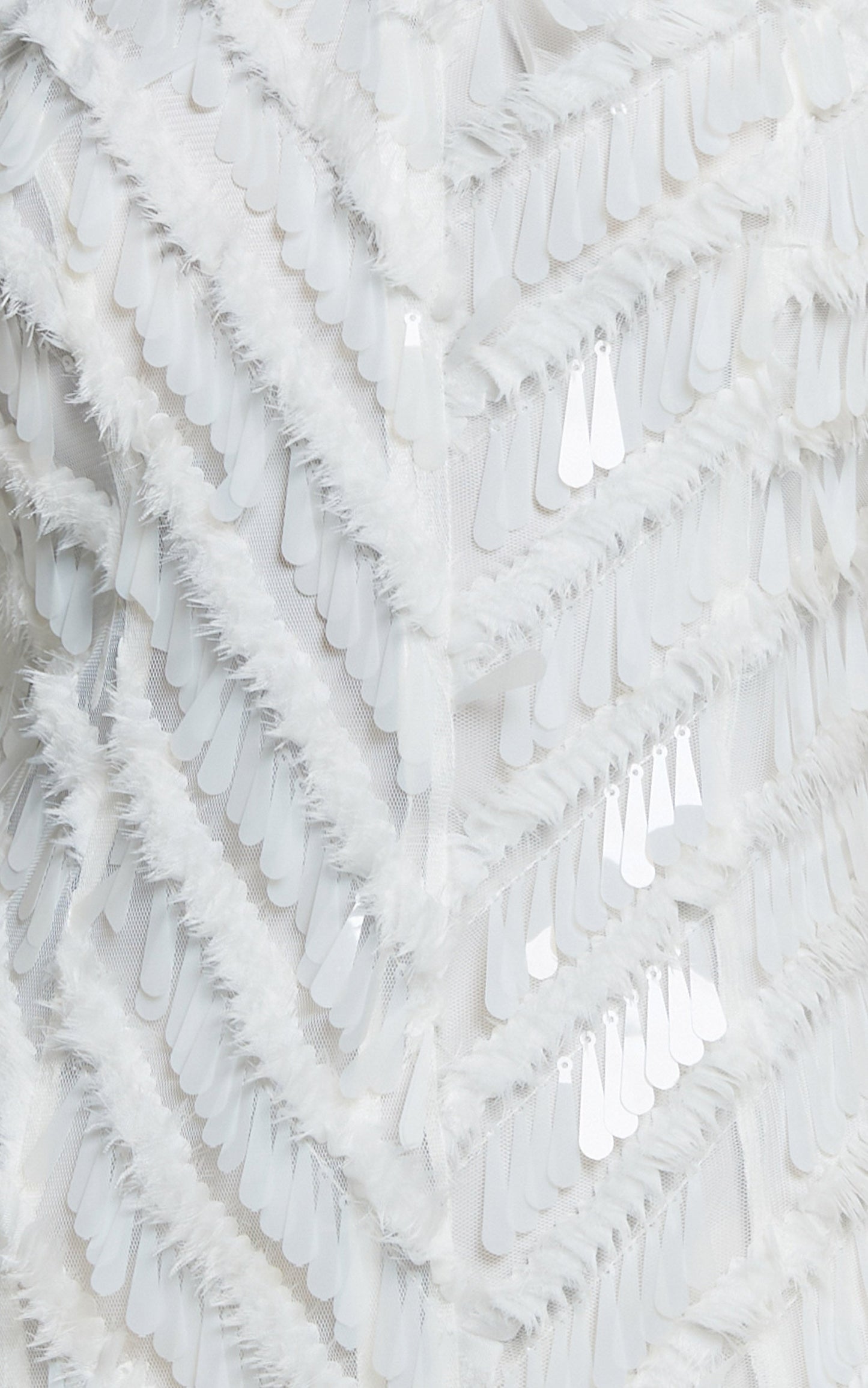 Maldivia Midi Dress - High Neck Sequin Dress in Off White