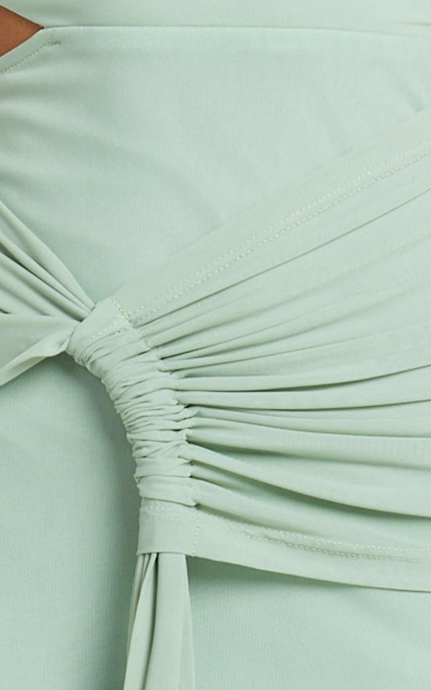 Mandy Midi Dress - Knot Detail Cut Out Mesh Dress in Sage