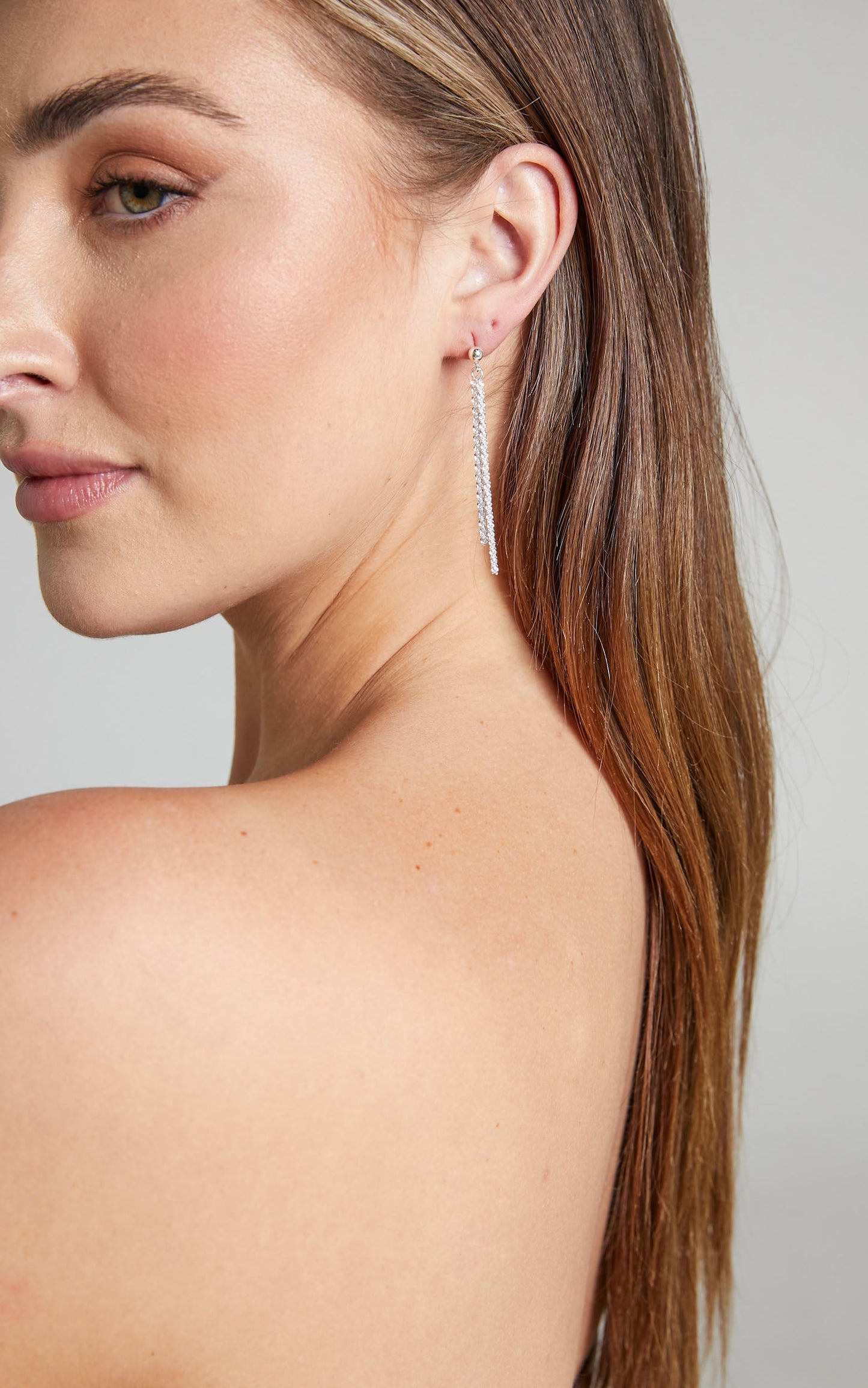 Manoyah Diamante Drop Earrings in Silver