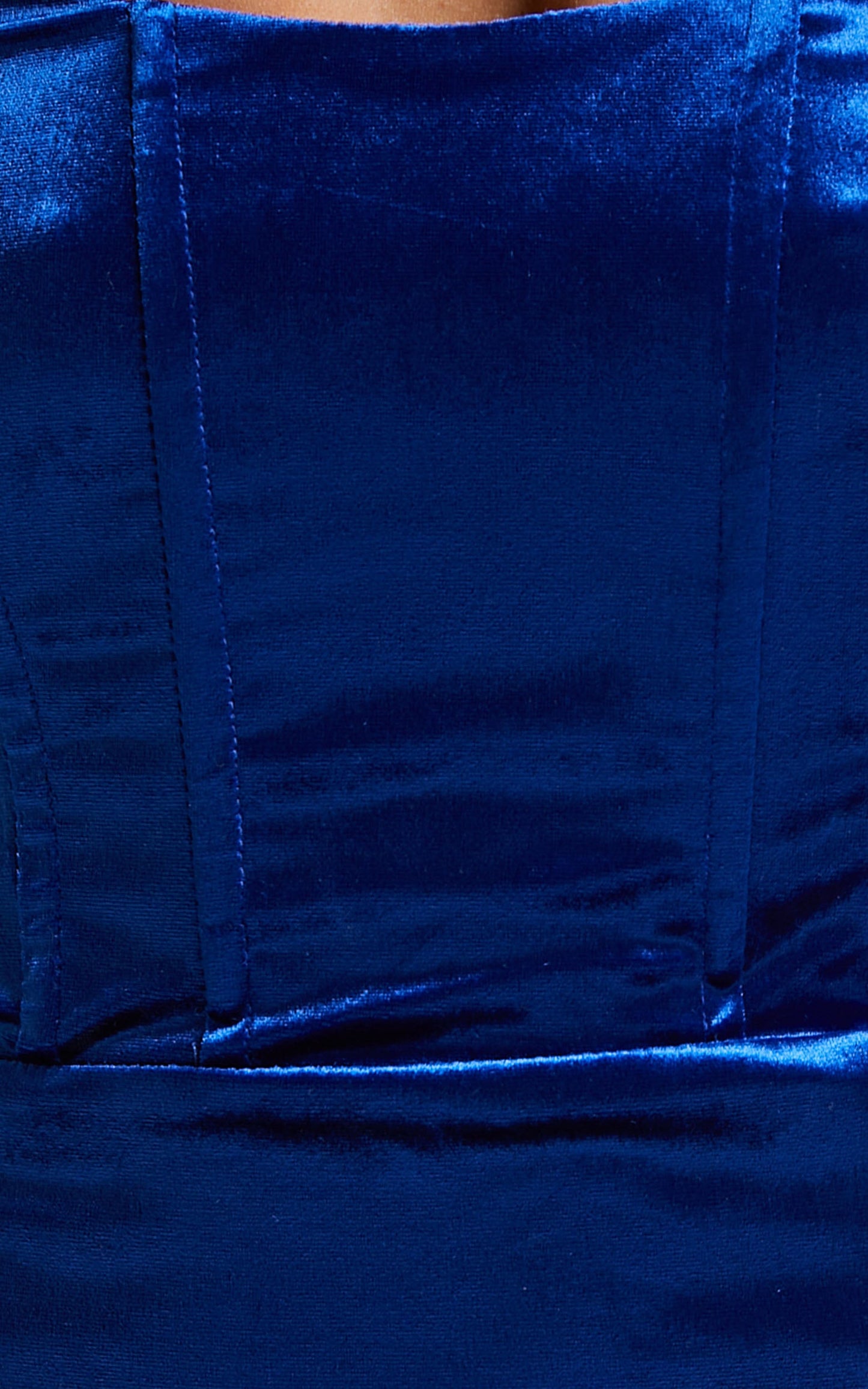 Marcelina Mini Dress - Strapless Corset Velvet Dress in Cobalt