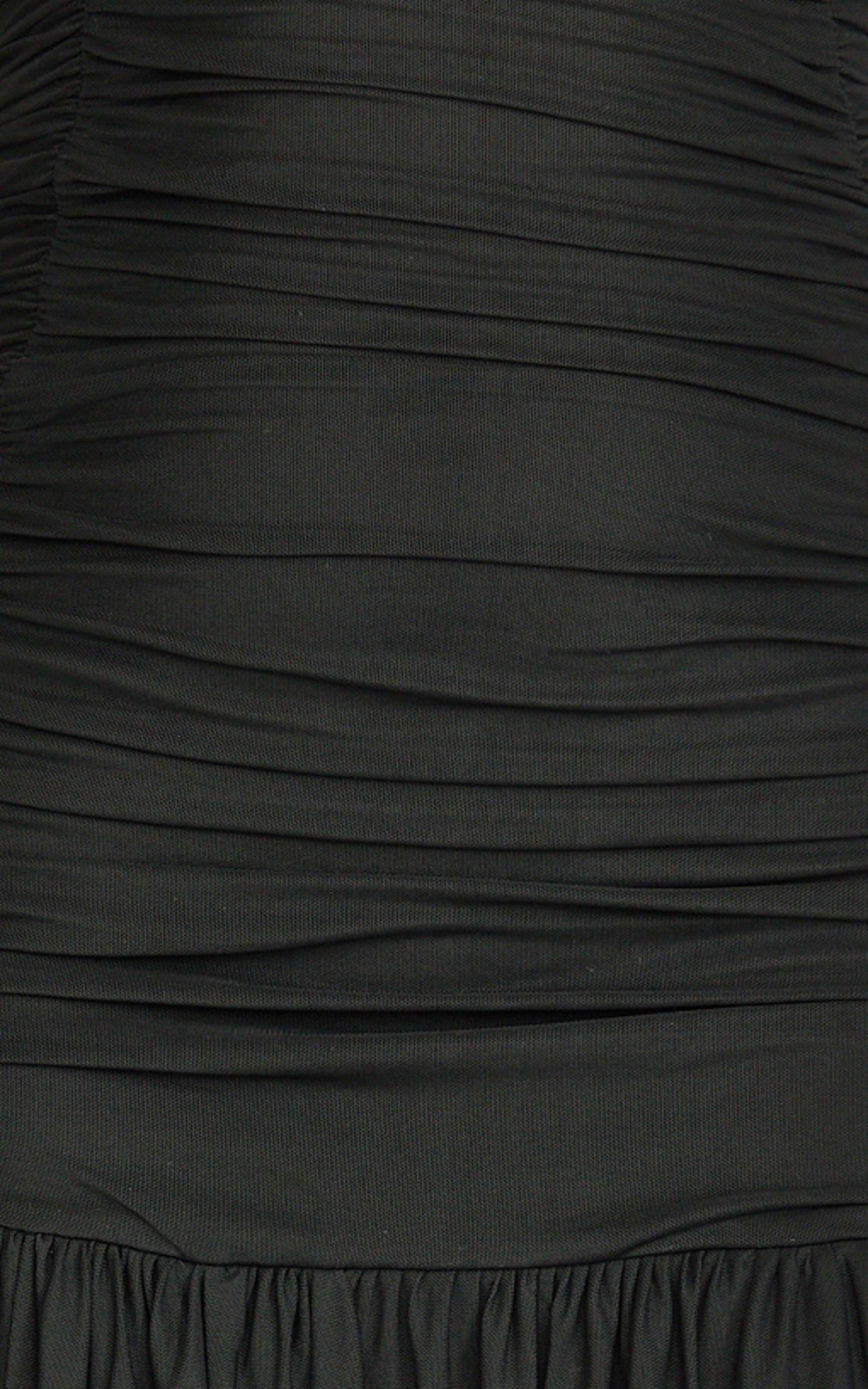 Marguerite Maxi Dress - Strapless Ruched Mesh High Leg Split Dress in Black