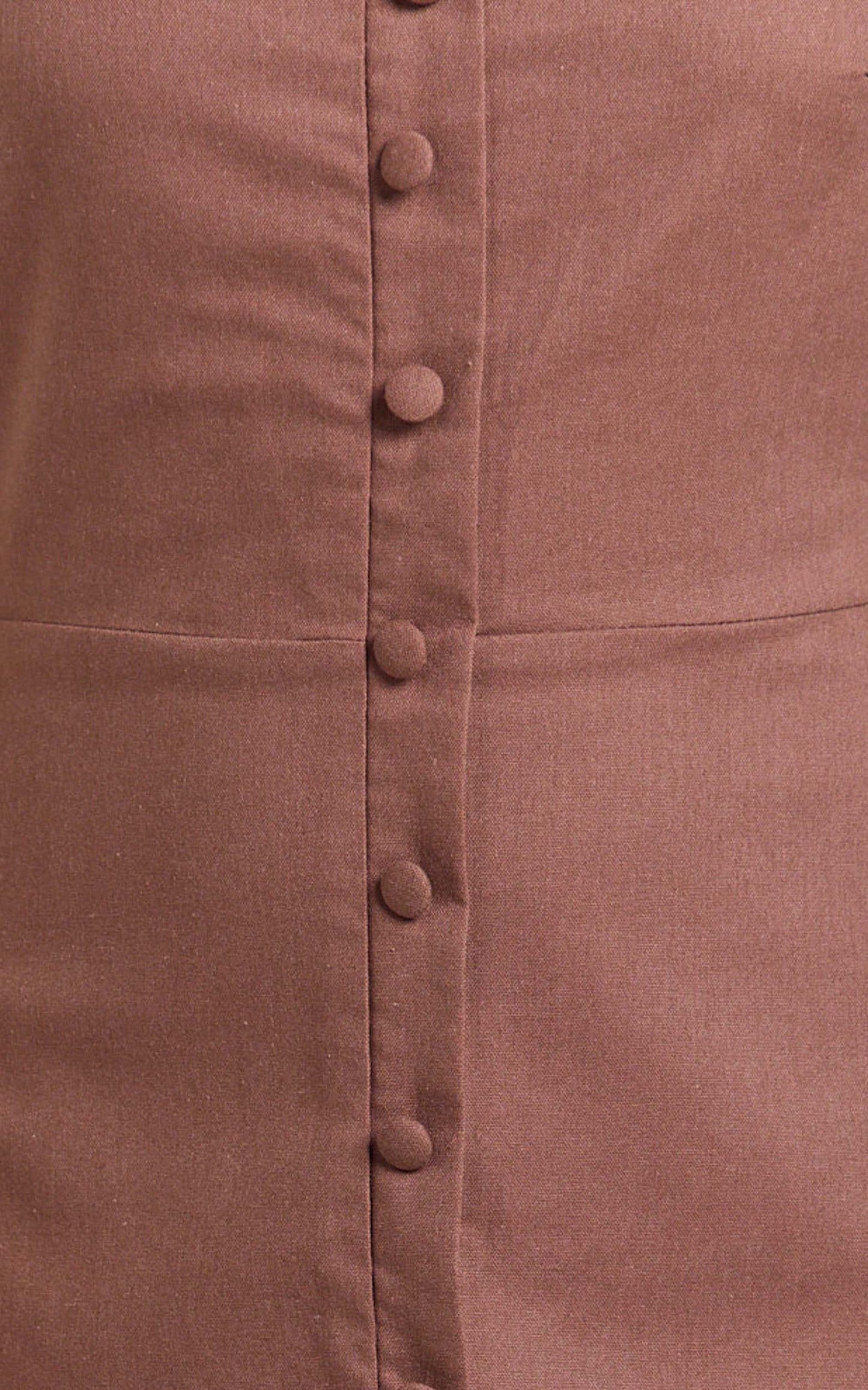 Marla Midi Dress - Square Neck Button Front Shift Dress in Chocolate