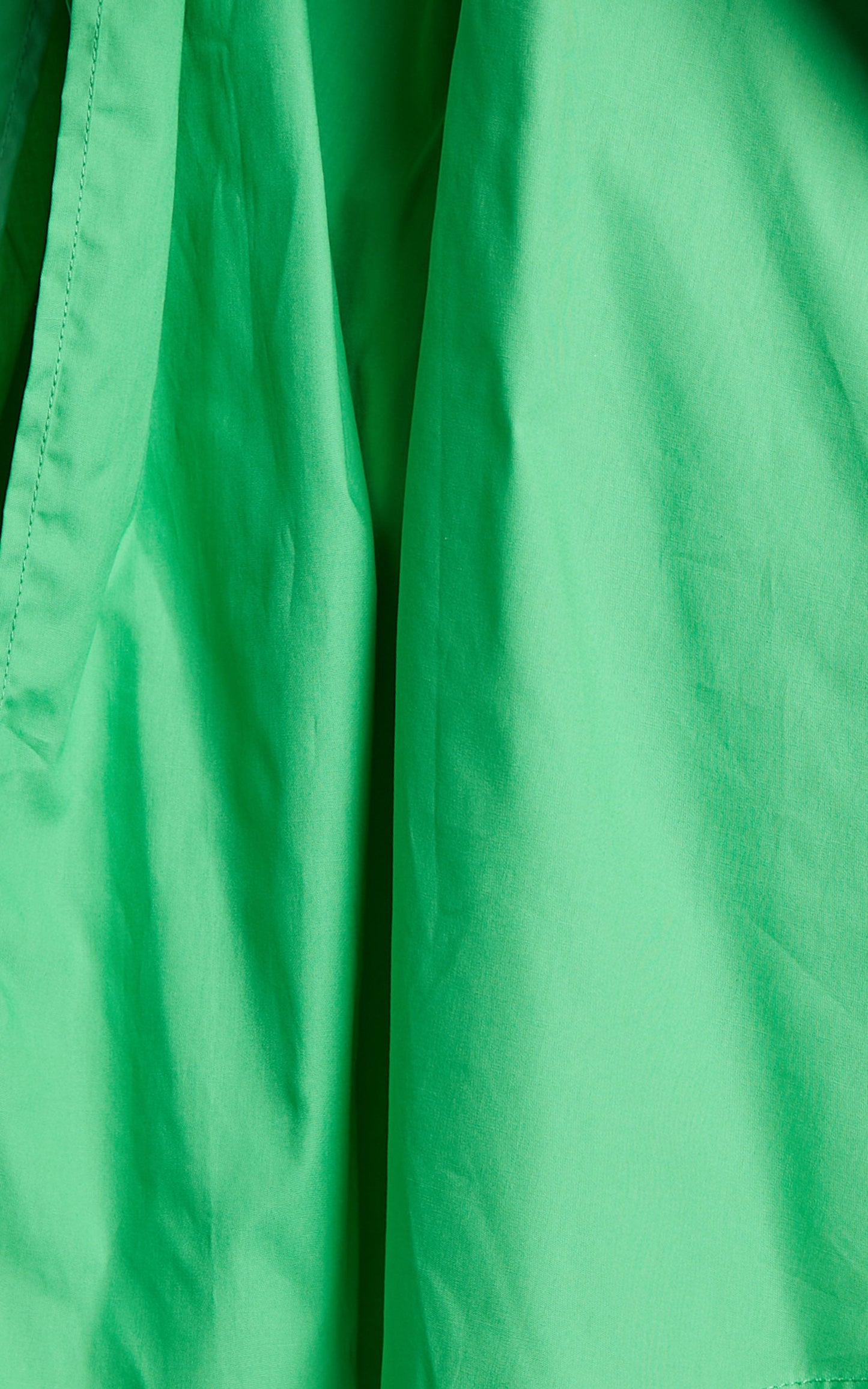 Melony Mini Dress - Cotton Poplin Puff Sleeve Dress in Green