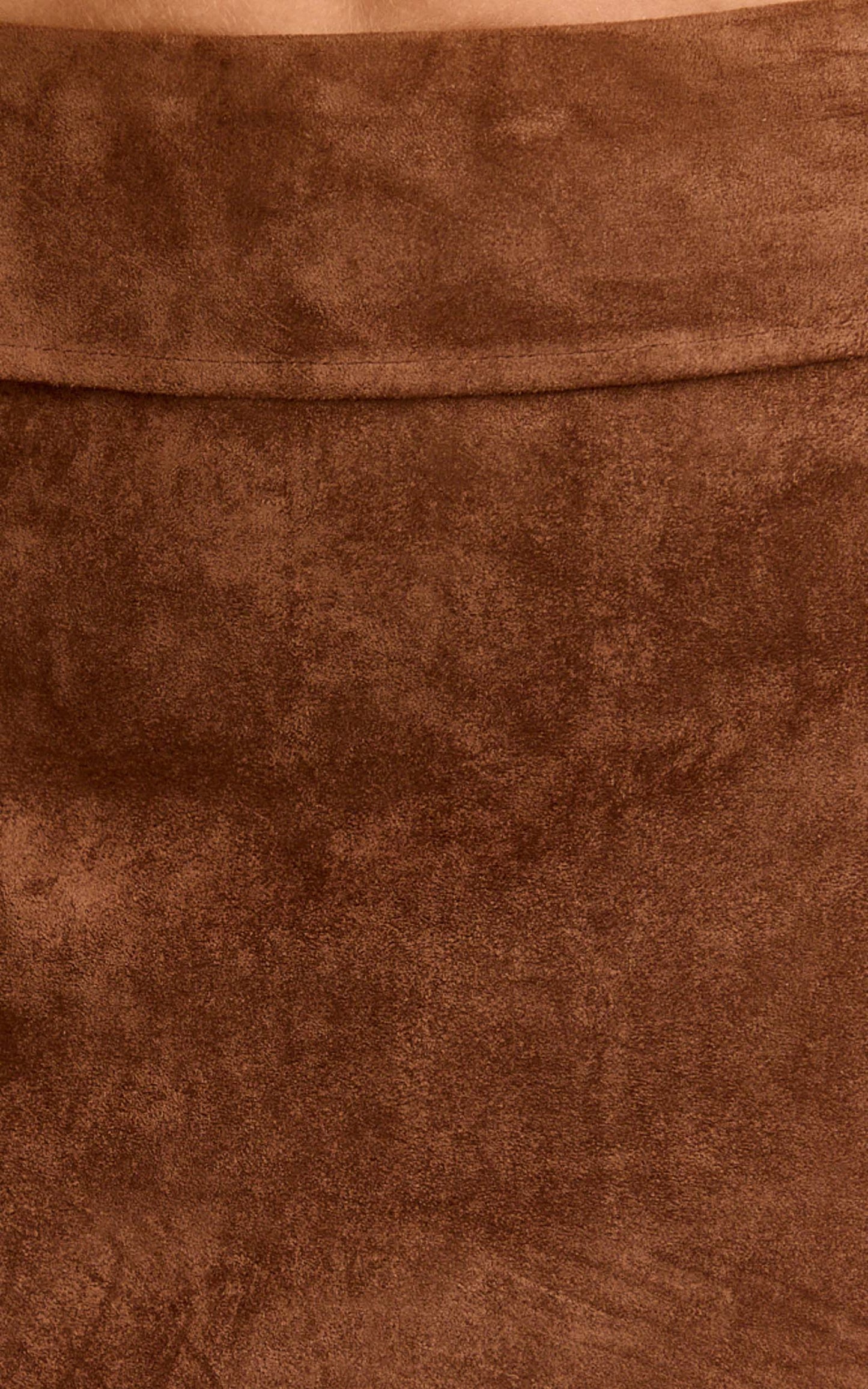 Mia Mini Skirt - Mid Waisted Suede A Line Skirt in Chestnut