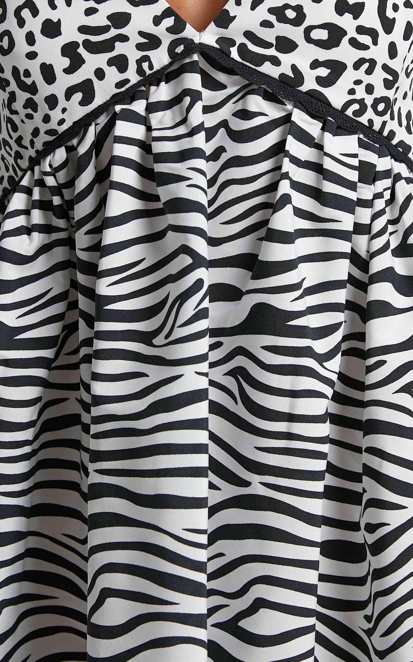 Michiko Mini Dress - Shift Dress in Contrast Animal Print