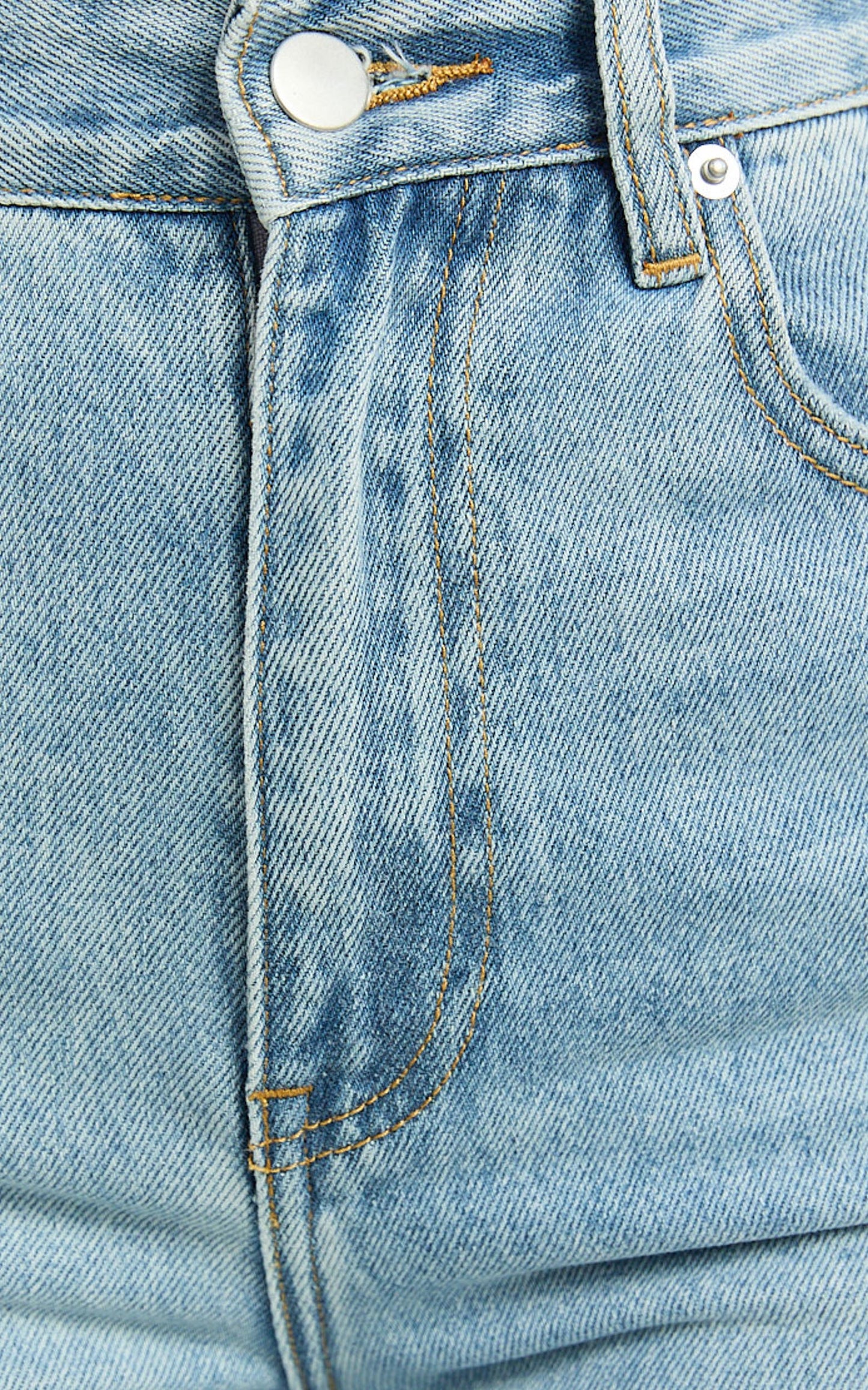 Miho Jeans - High Waisted Recycled Cotton Distressed Straight Leg Denim Jeans in Mid Blue Wash