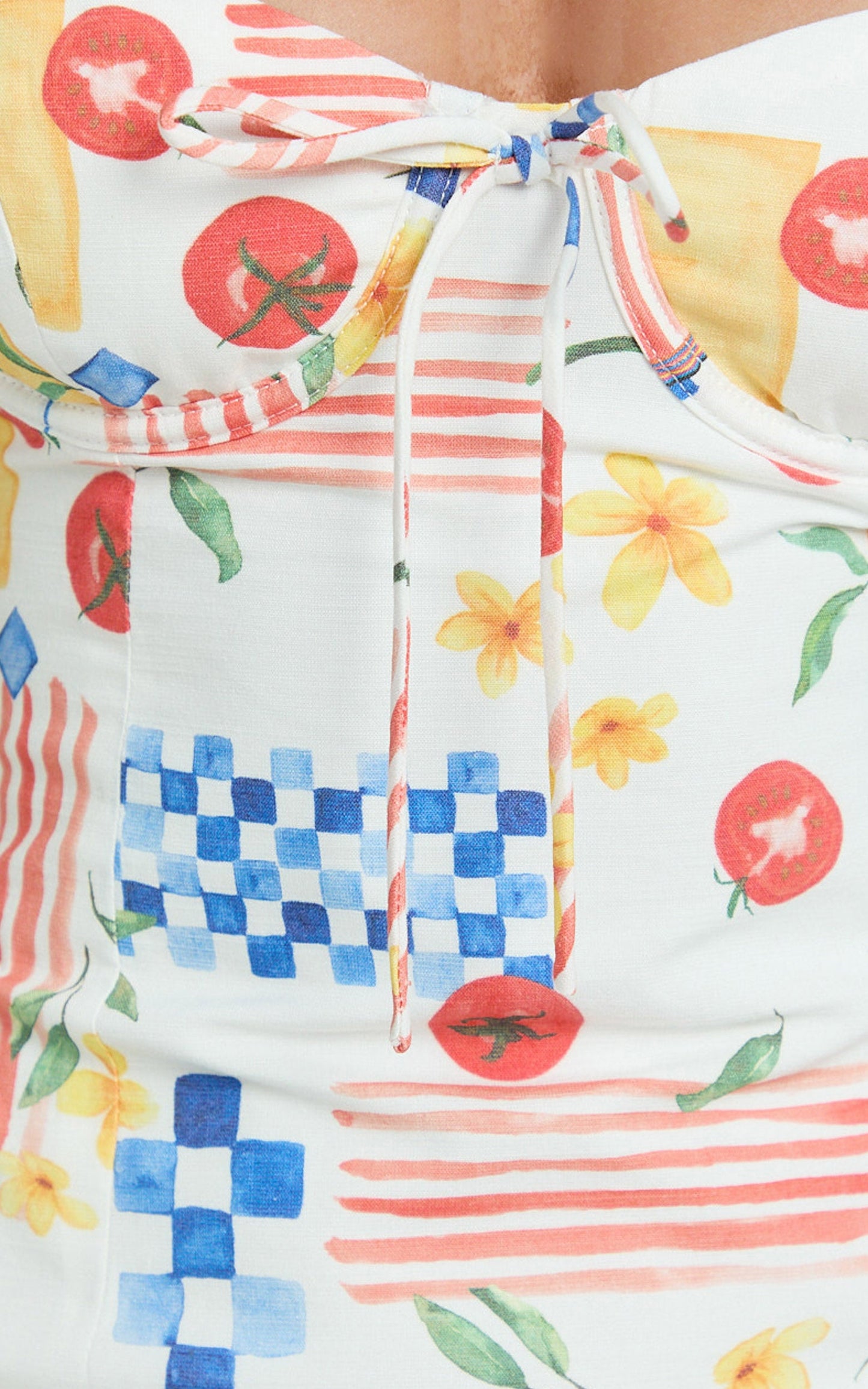 Mikayla Mini Linen Blend Dress - Sweetheart Ruched Bust Fitted Dress in Pomodoro Paradise