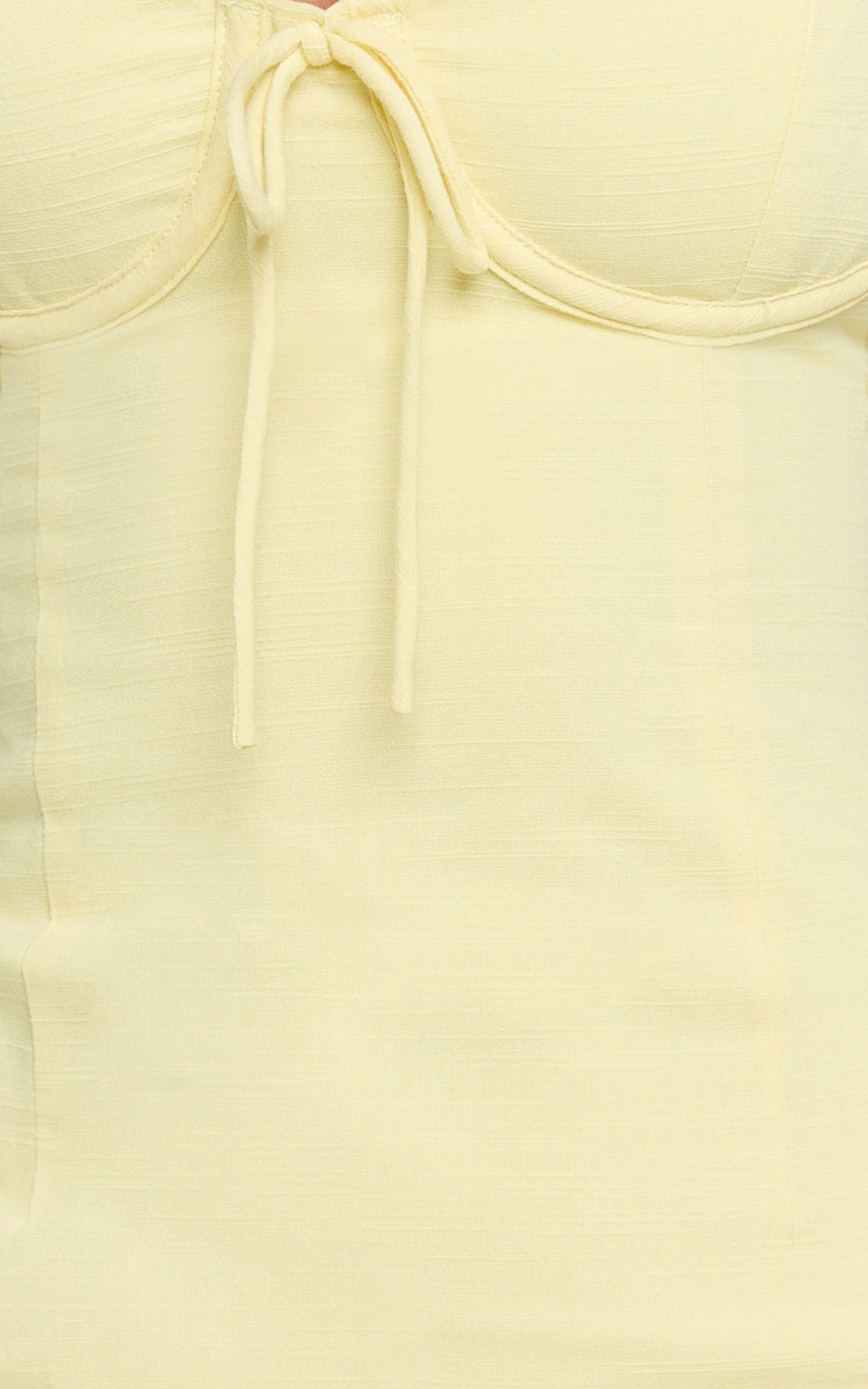 Mikayla Mini Linen Blend Dress - Sweetheart Ruched Bust Fitted Dress in Lemon
