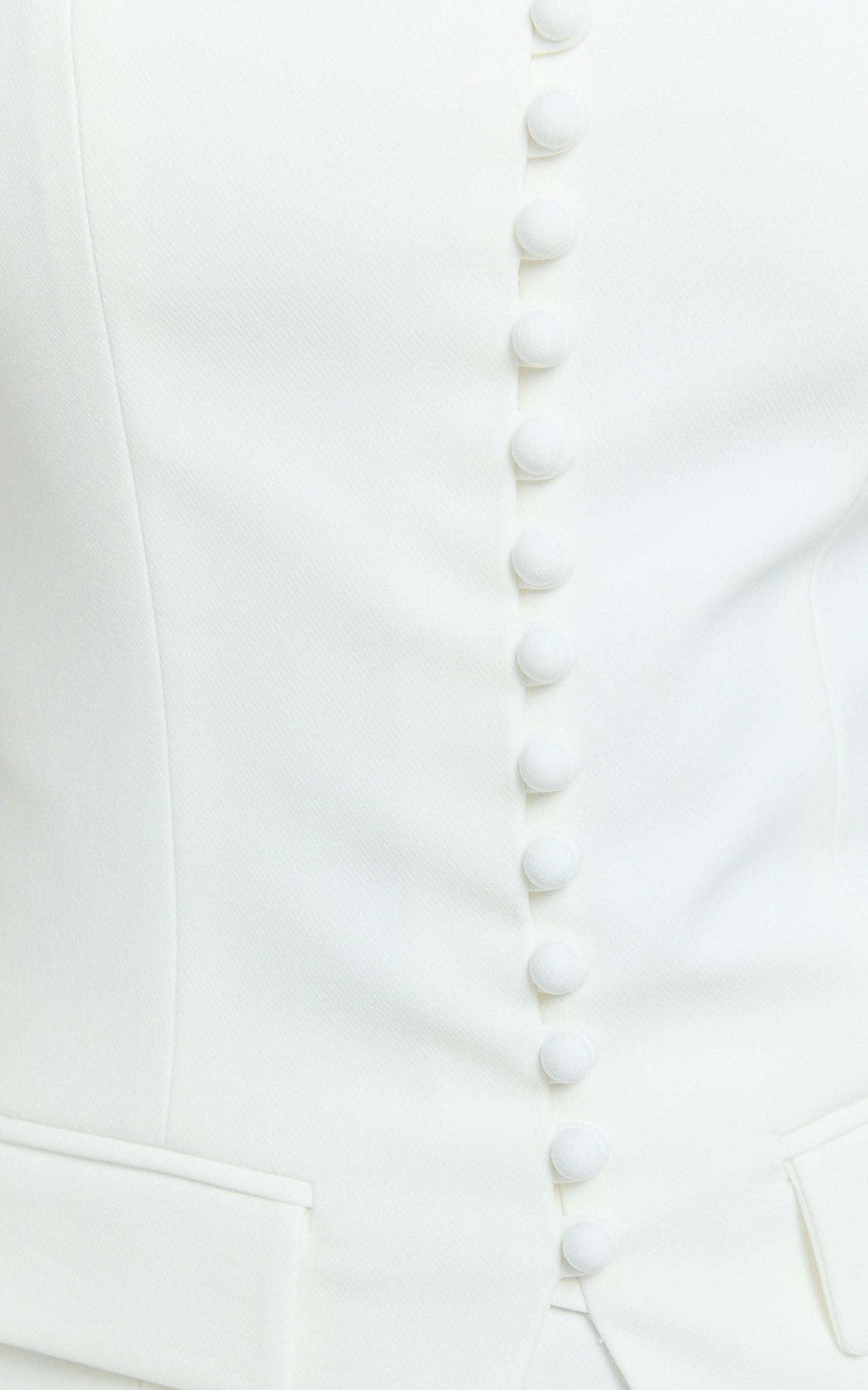Monroe Two Piece Set - Strapless Button Down Longline Vest Top and High Waisted Mini Skirt in Cream