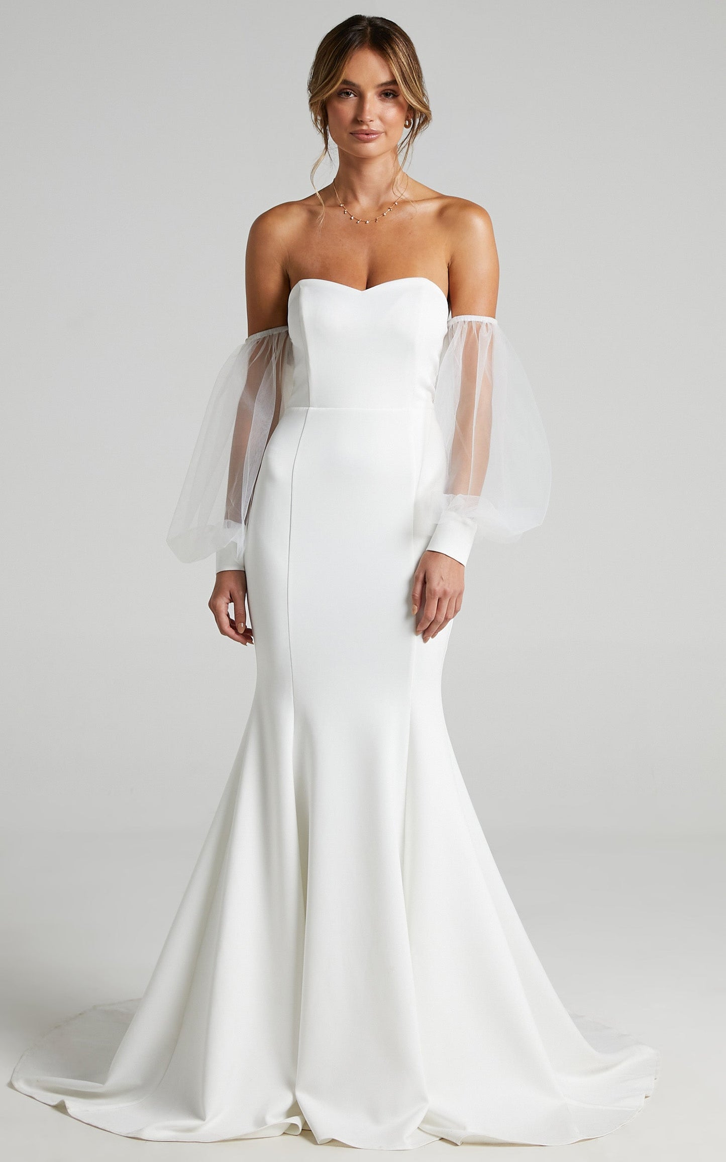 My Whole Heart Gown - Off Shoulder Mermaid Gown in White