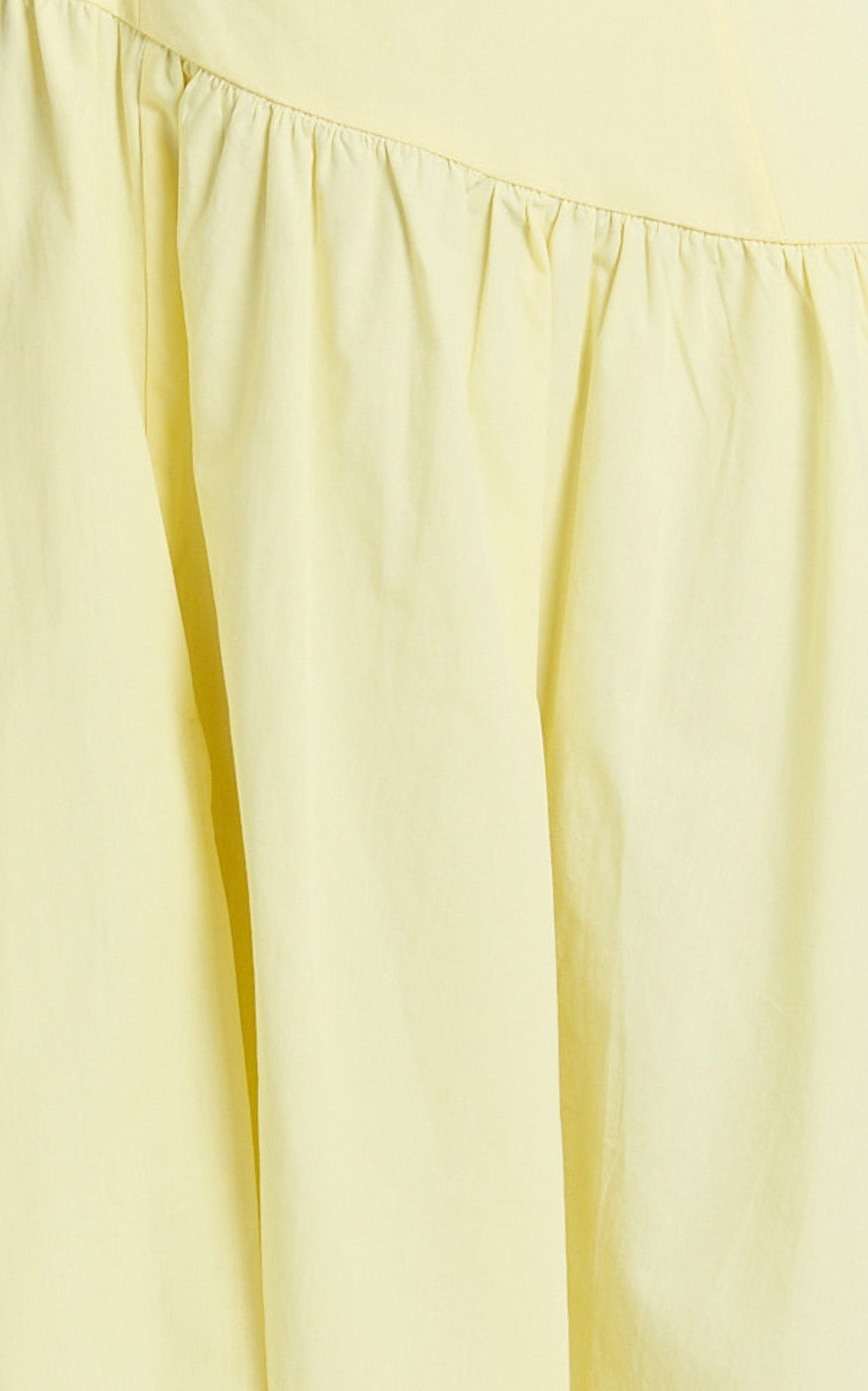 Myrtle Midi Dress - Straight Neck Curved Drop Waist Gathered Full Skirt Dress in Lemon