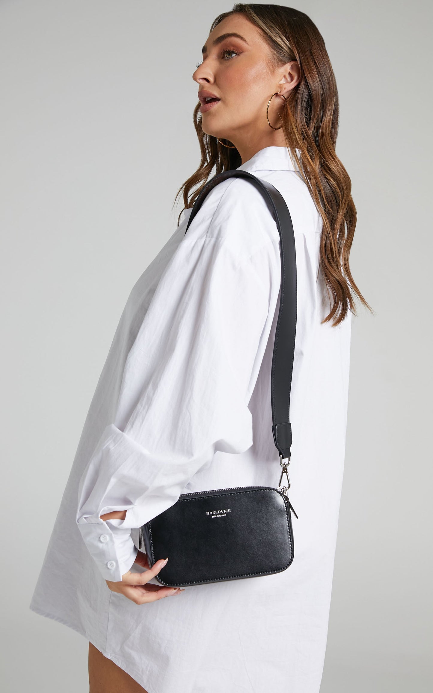 Nakedvice - The Met N Print Brown Strap Bag in Black/Brown