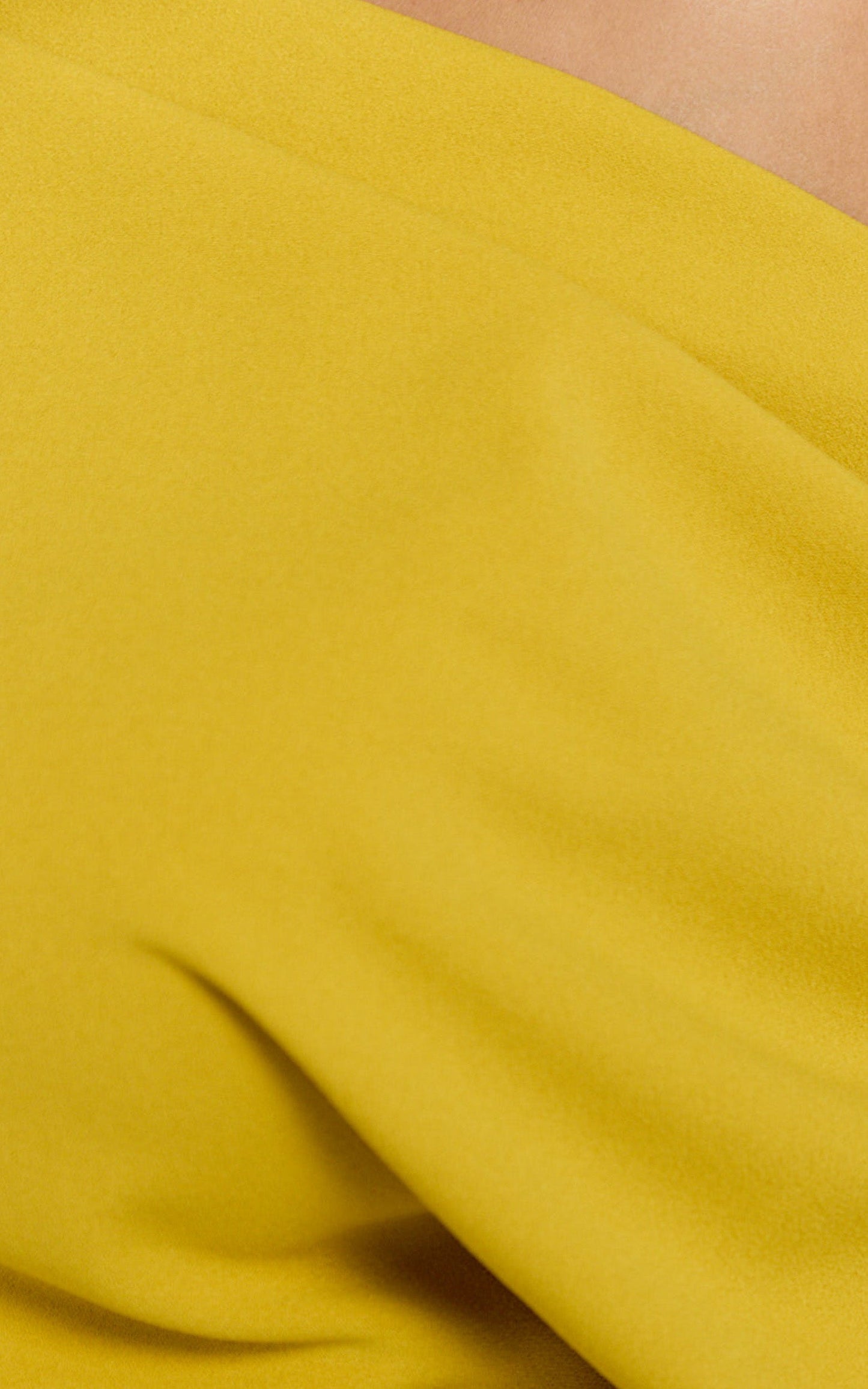 Nalfie Midi Dress - Tipped Shoulder Jersey Drape Dress in Mustard