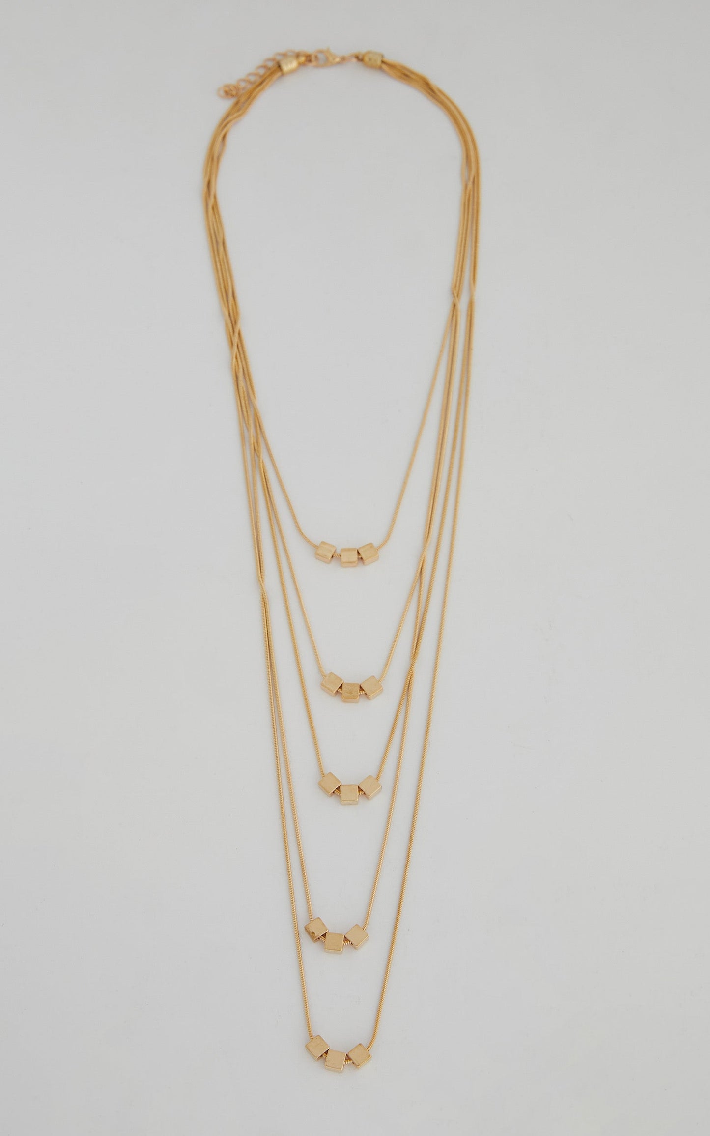 Nehemia Layered Bead Chain Necklace in Gold