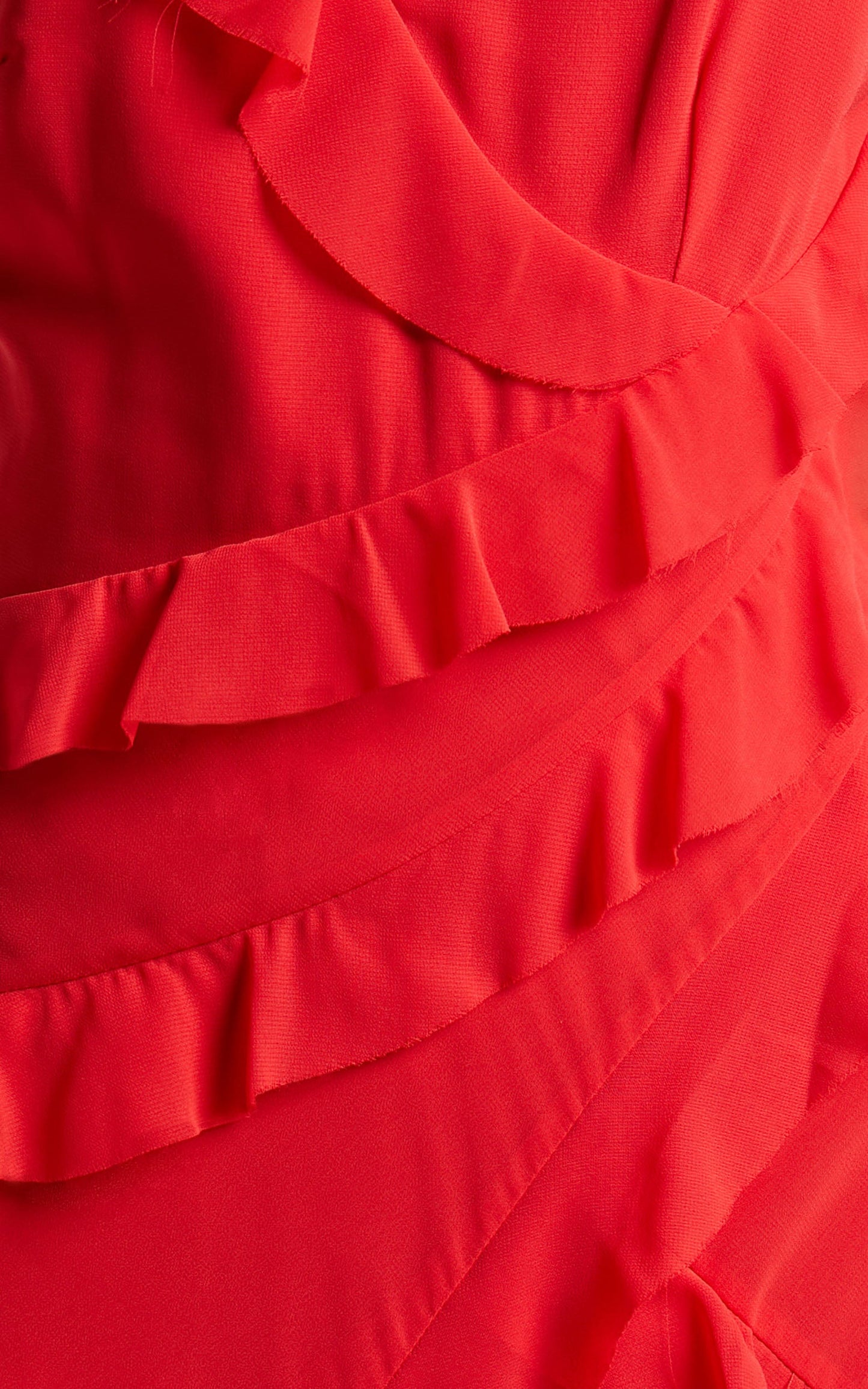 Nitha Maxi Dress - Asymmetrical Frill Thigh Split Dress in Red