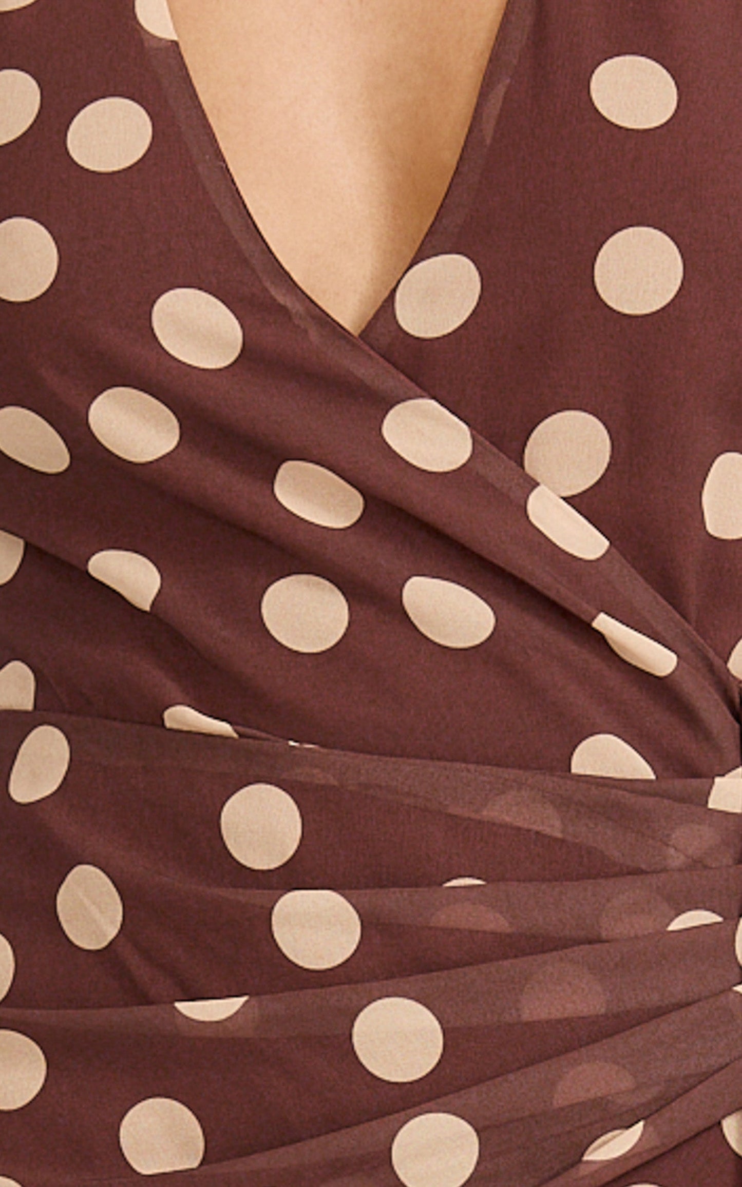 Nola Maxi Dress - Polkadot Halter Dress in Choc Polka