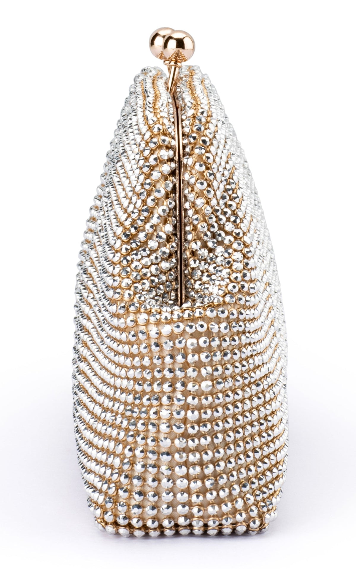 Olga Berg - Ela Crystal Mesh Clutch in Champagner