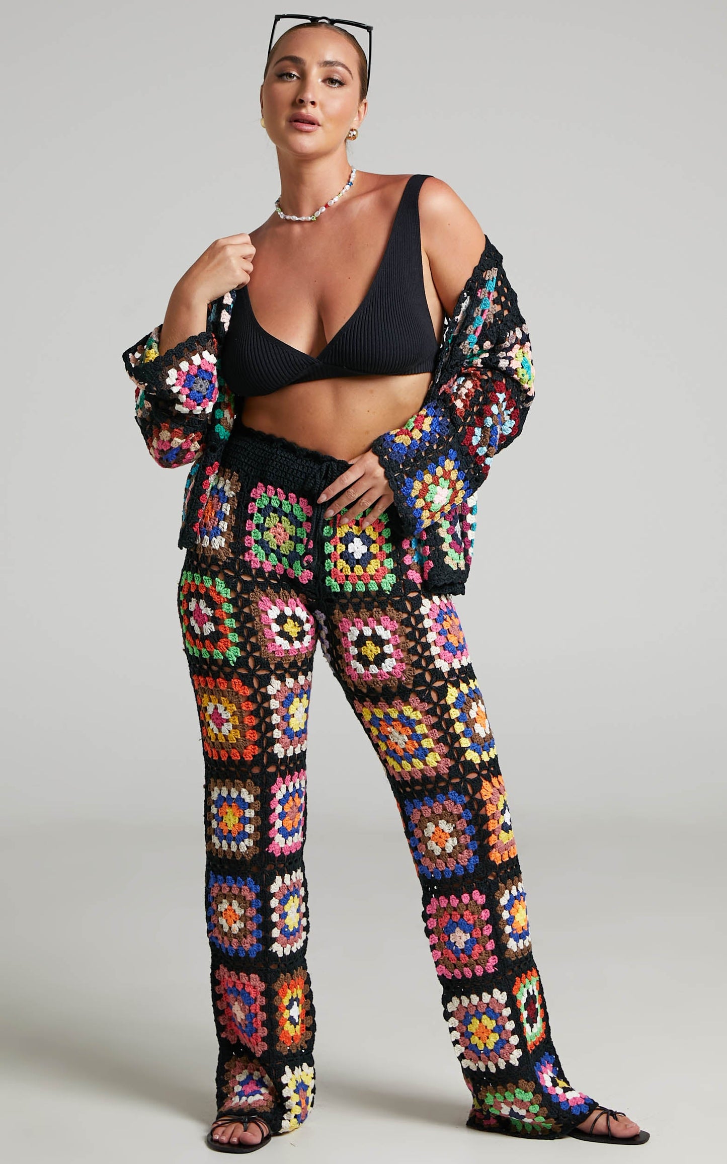 Olga Crochet Pants in Black