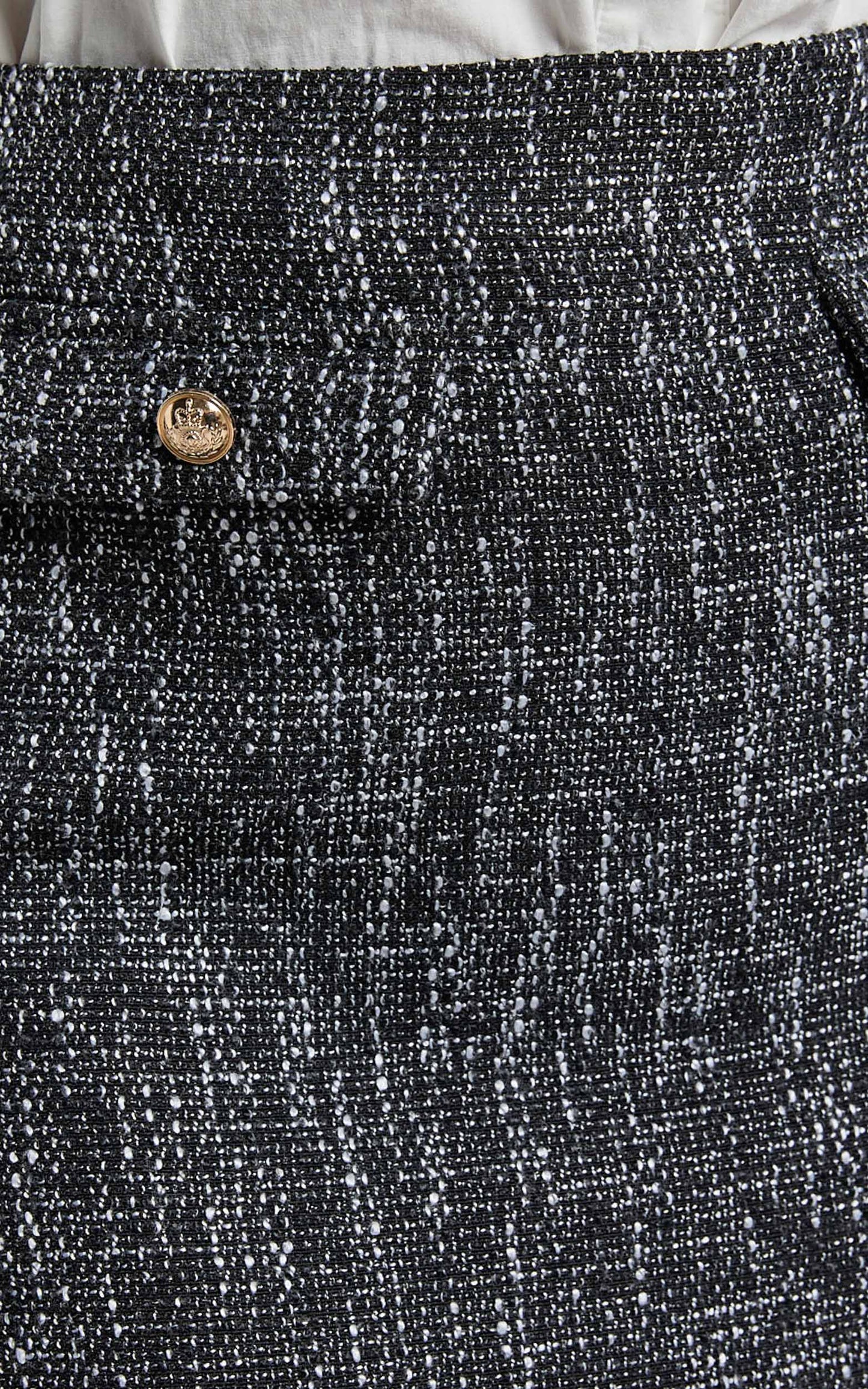 Olympia Mini Skirt - High Waisted A Line Boucle Skirt in Black