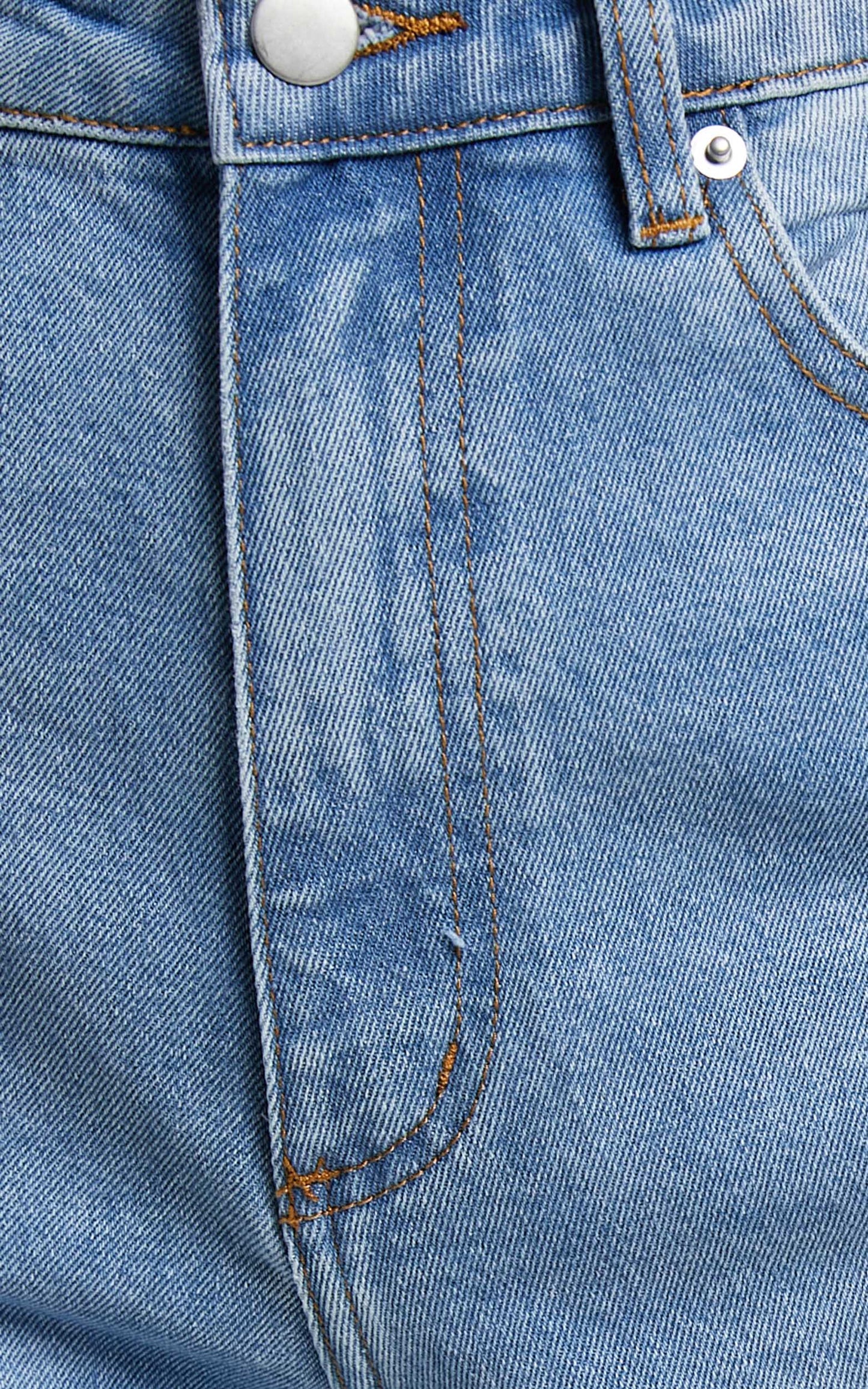 Precila Jeans - Ripped Straight Leg Denim Jeans in Mid Blue Wash