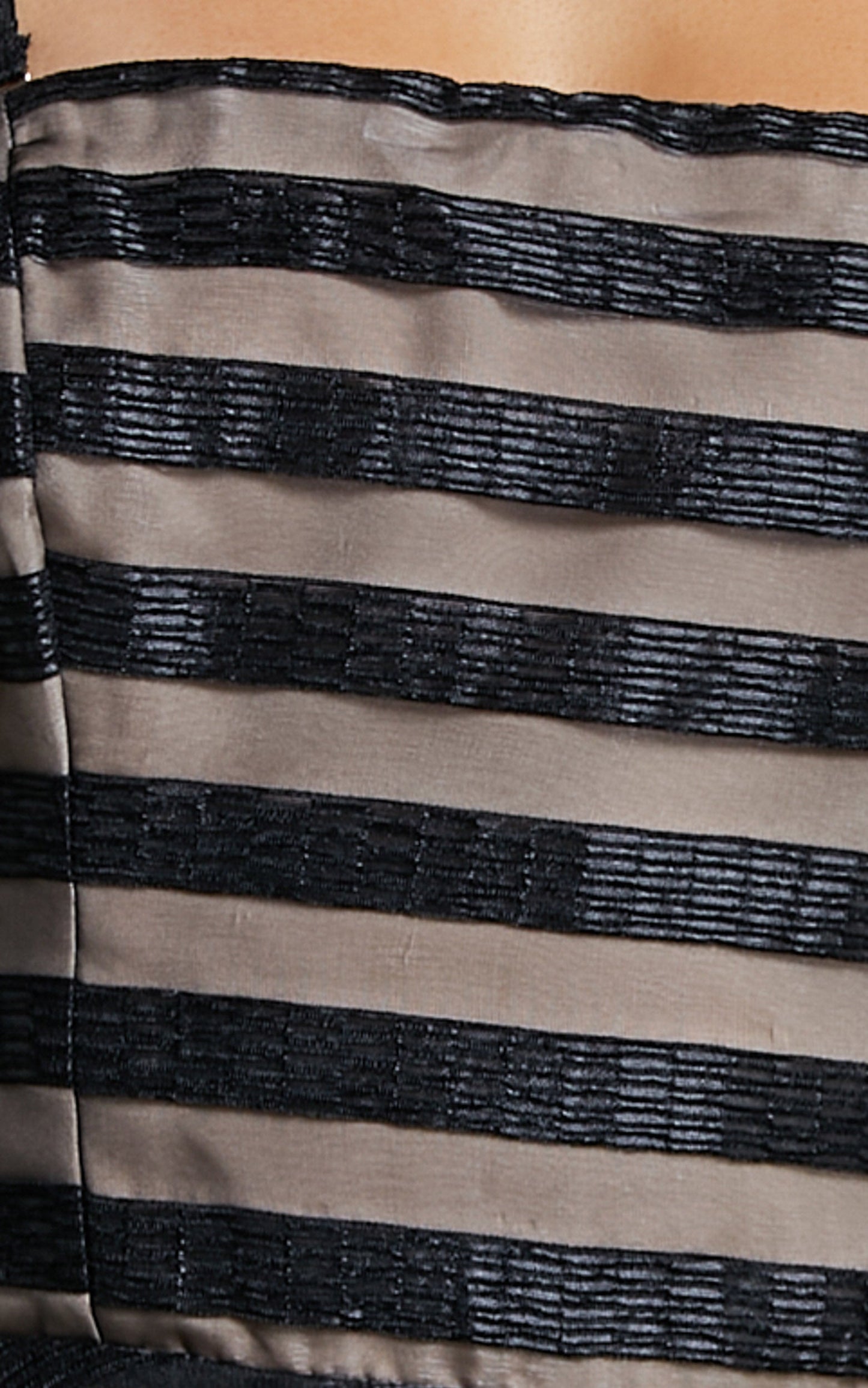 Paige Midi Dress - Removable Strap Sheer Striped Dress in Black Stripe