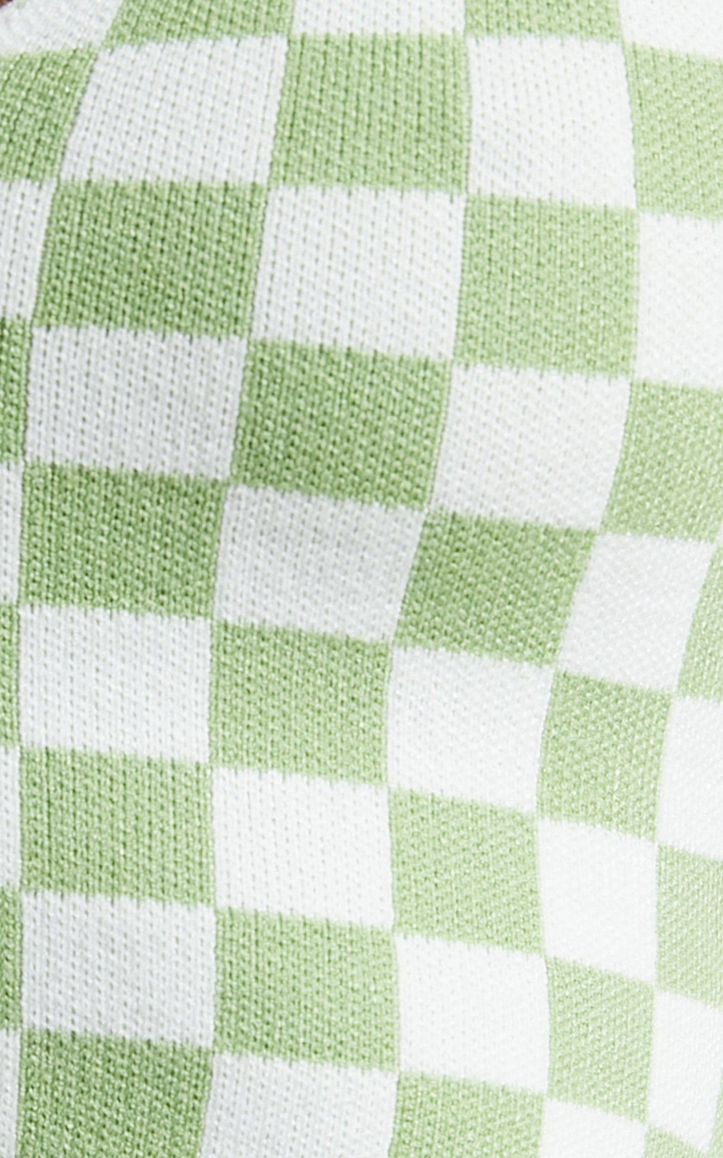 Patience Knit Halter Neck Checkered Crop Top in Green