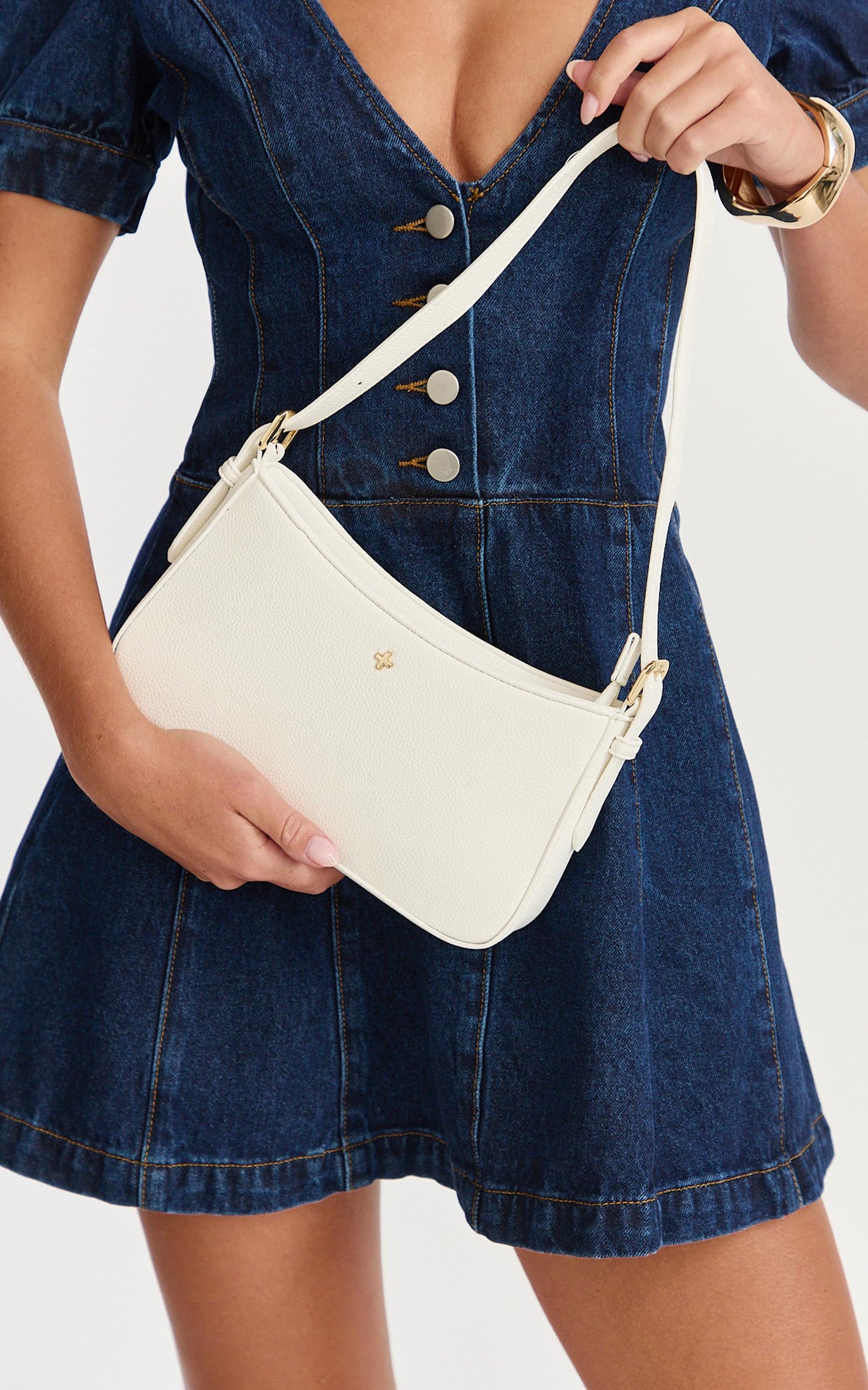 Peta and Jain - Lilu Shoulder Bag in White Pebble